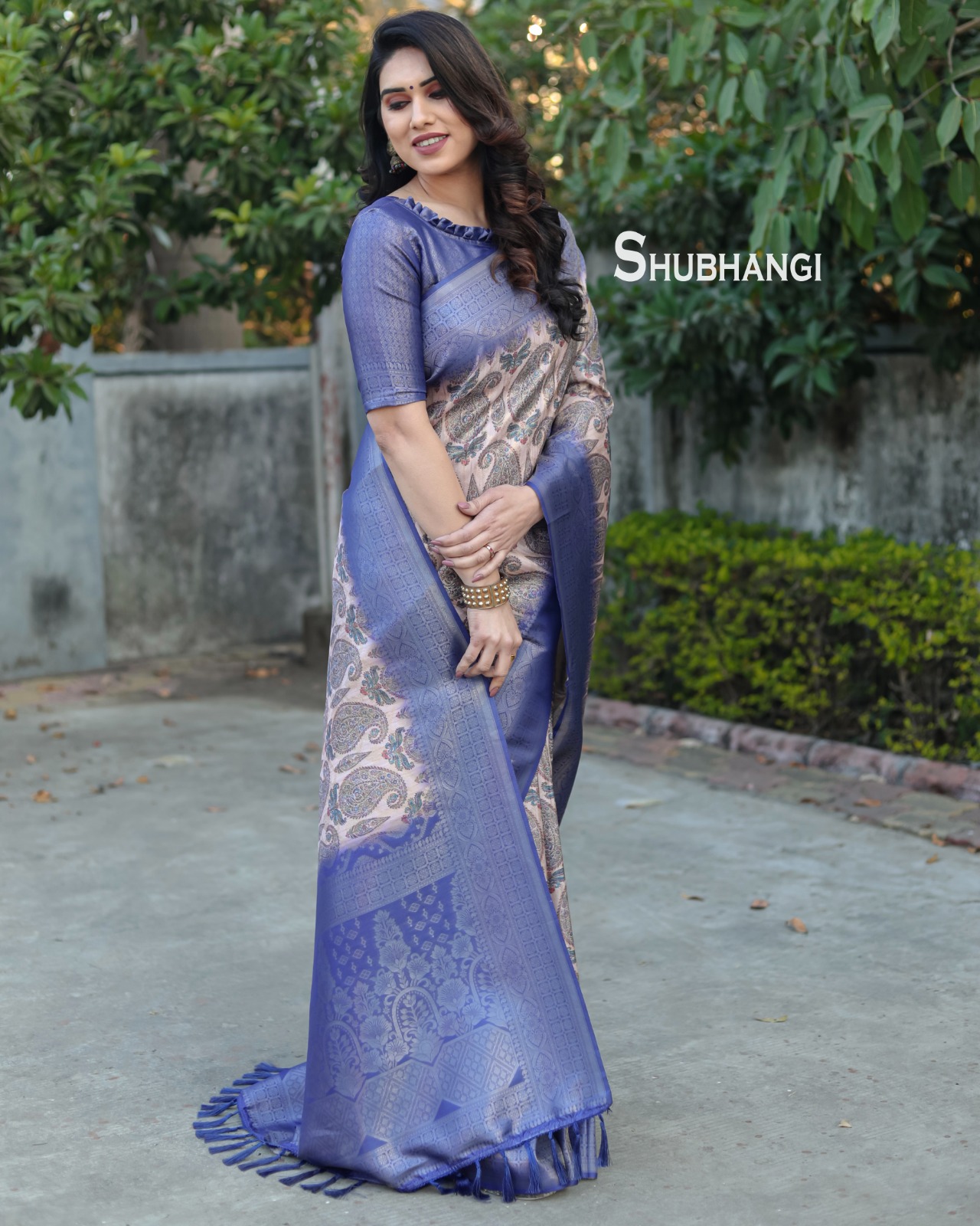 Banarasi Silk Digital Printed Body Rich Zari Weaved Pallu Border Saree