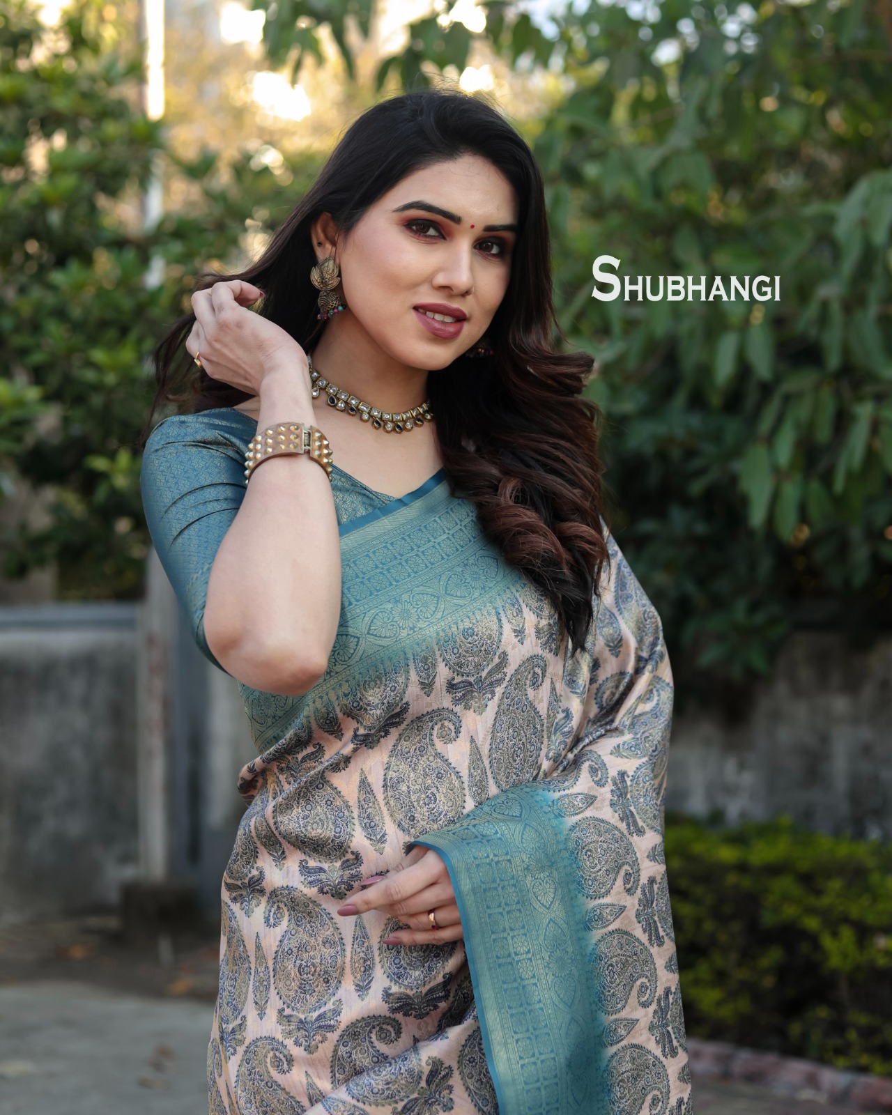 Banarasi Silk Digital Printed Body Rich Zari Weaved Pallu Border Saree