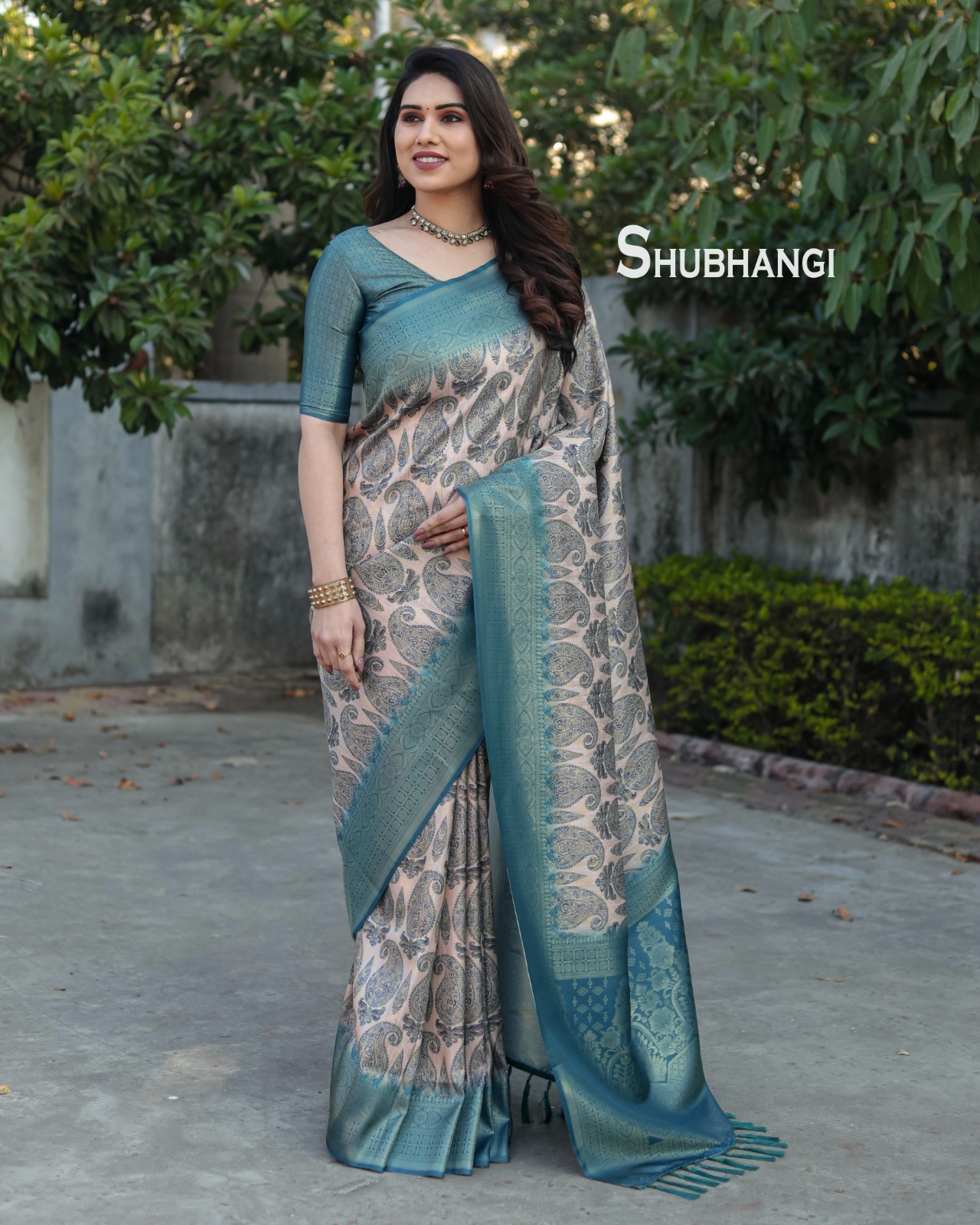 Banarasi Silk Digital Printed Body Rich Zari Weaved Pallu Border Saree