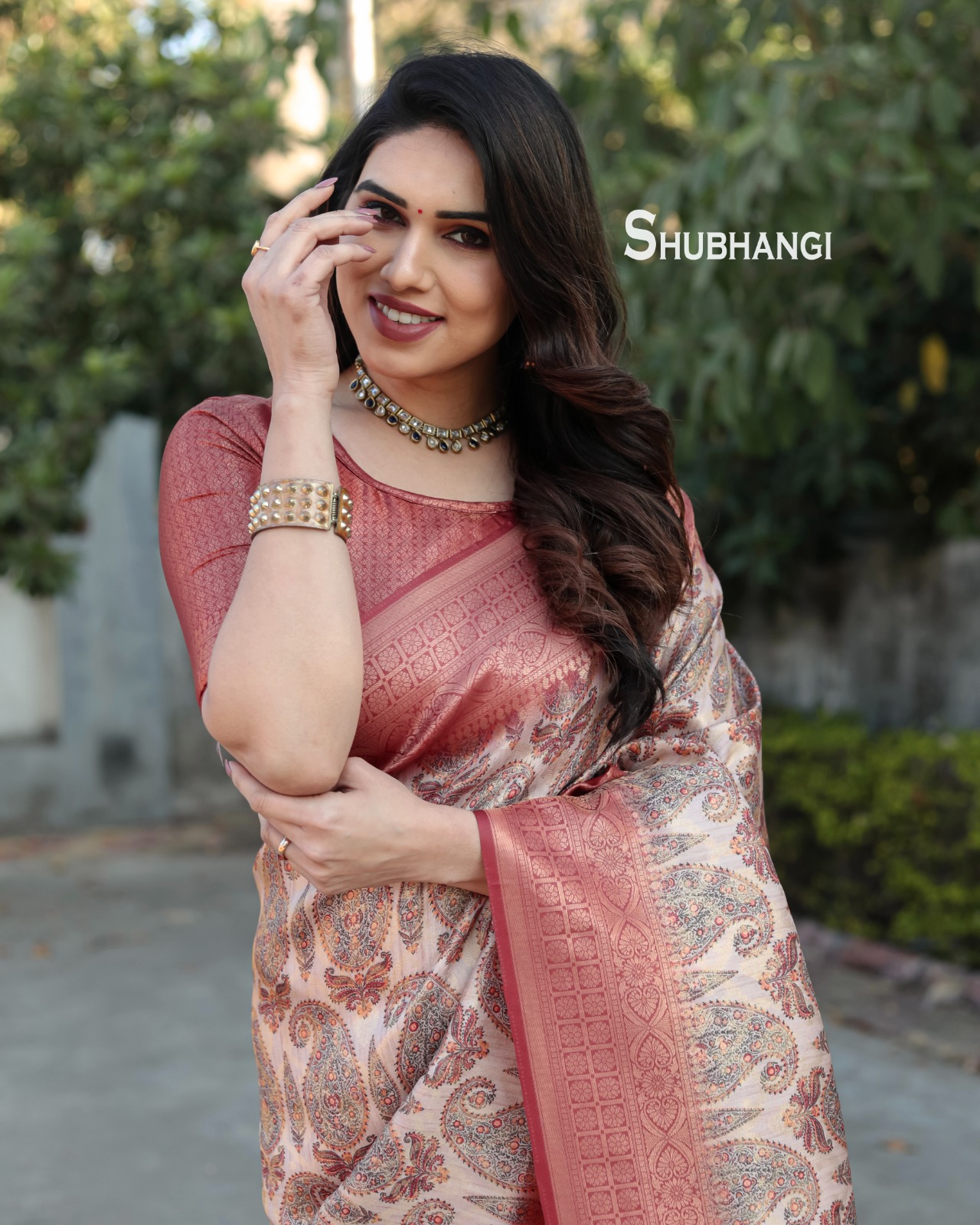 Banarasi Silk Digital Printed Body Rich Zari Weaved Pallu Border Saree