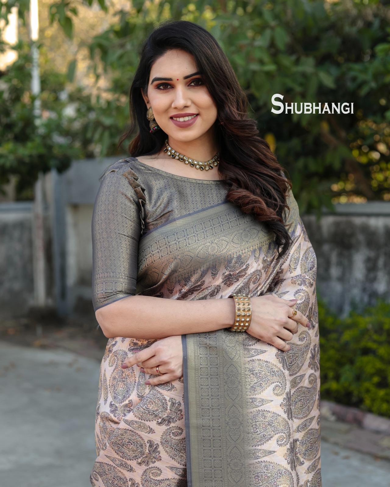 Banarasi Silk Digital Printed Body Rich Zari Weaved Pallu Border Saree