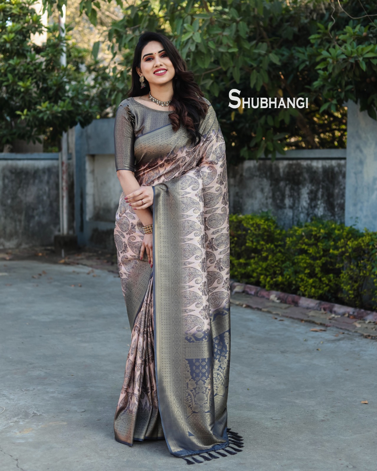 Banarasi Silk Digital Printed Body Rich Zari Weaved Pallu Border Saree