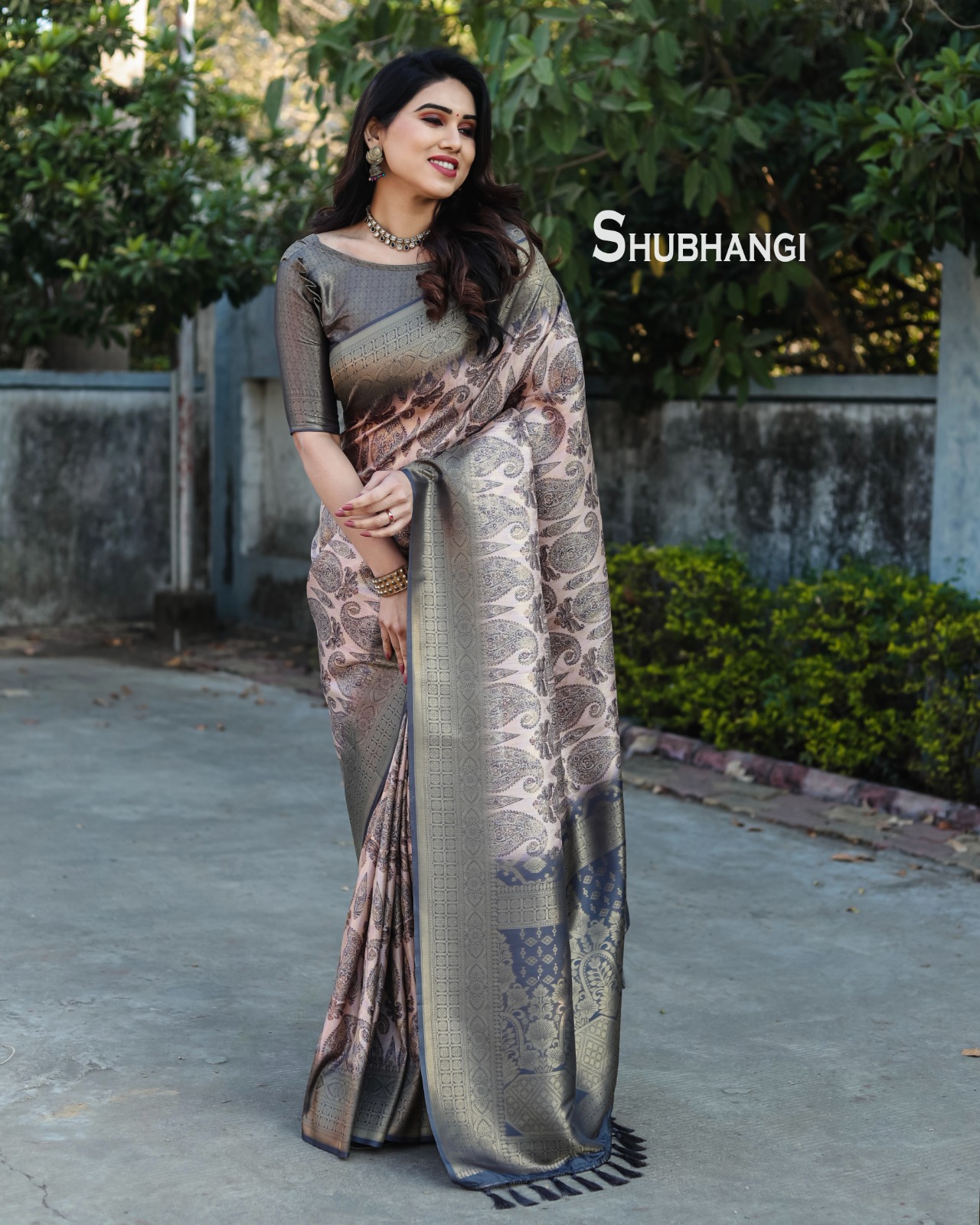 Banarasi Silk Digital Printed Body Rich Zari Weaved Pallu Border Saree