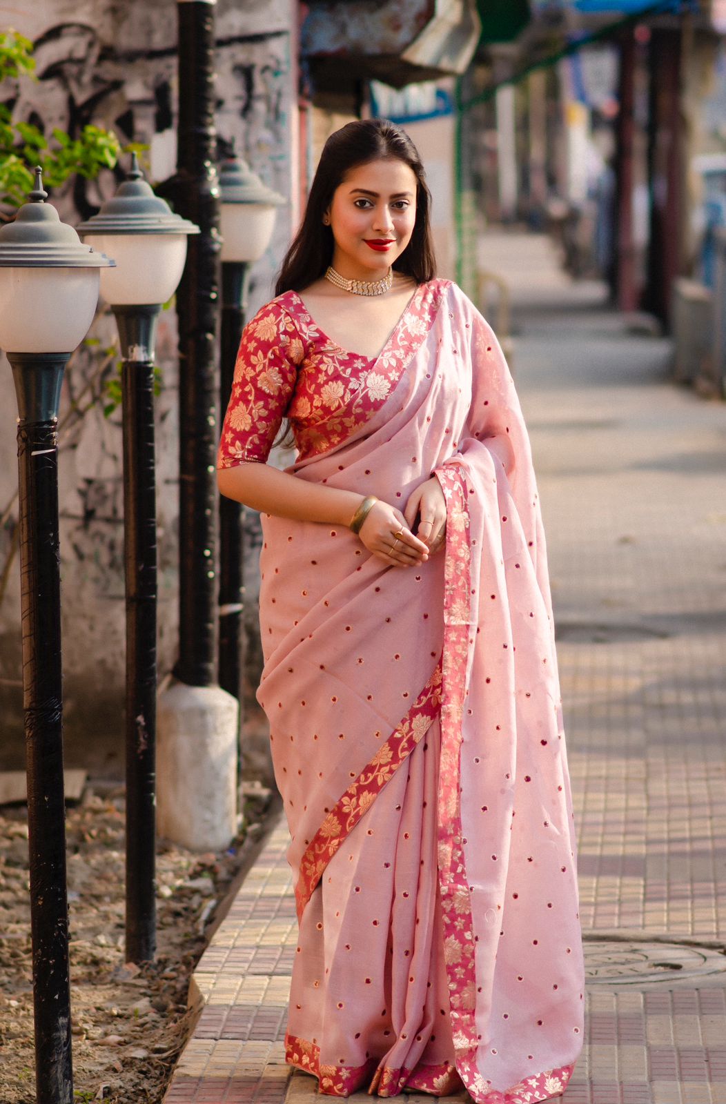 Pure Linen All Over Sequence Embroidery Booti Saree