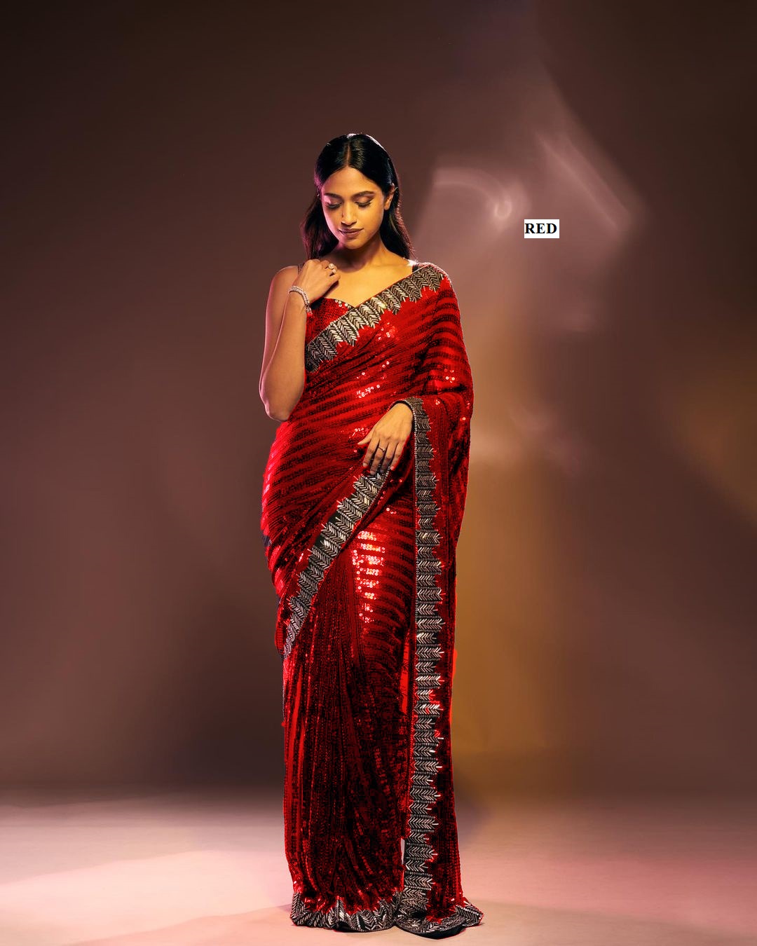 Georgette 5Mm Embroidery Sequence Lace Border Saree