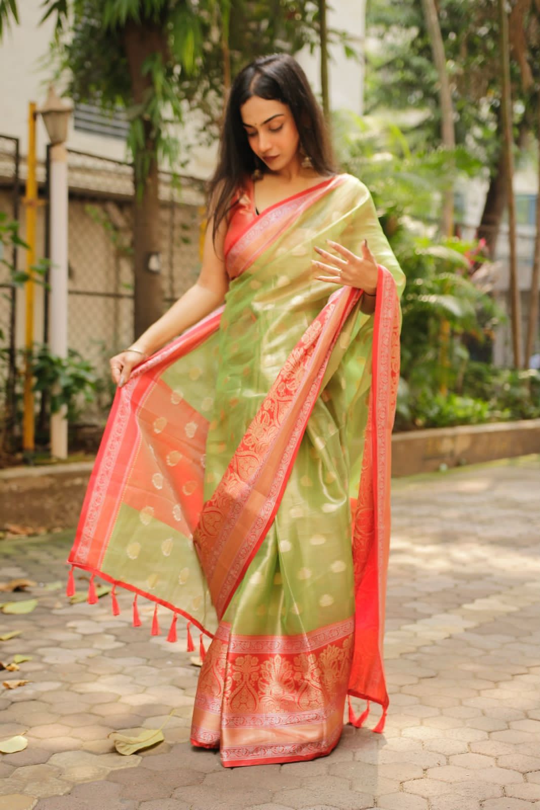 Pure Tissue Silk All Over Zari Weaved With Rich Zari Pallu Border Saree