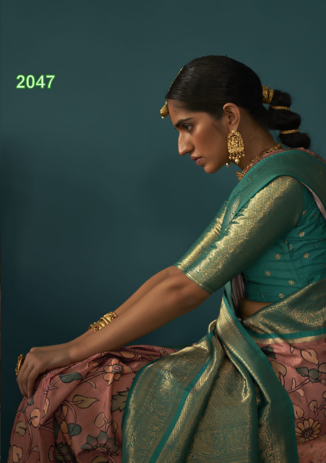 Pure Tussar Silk Kalamkari Printed Rich Gold Zari Weaved Pallu Border Saree