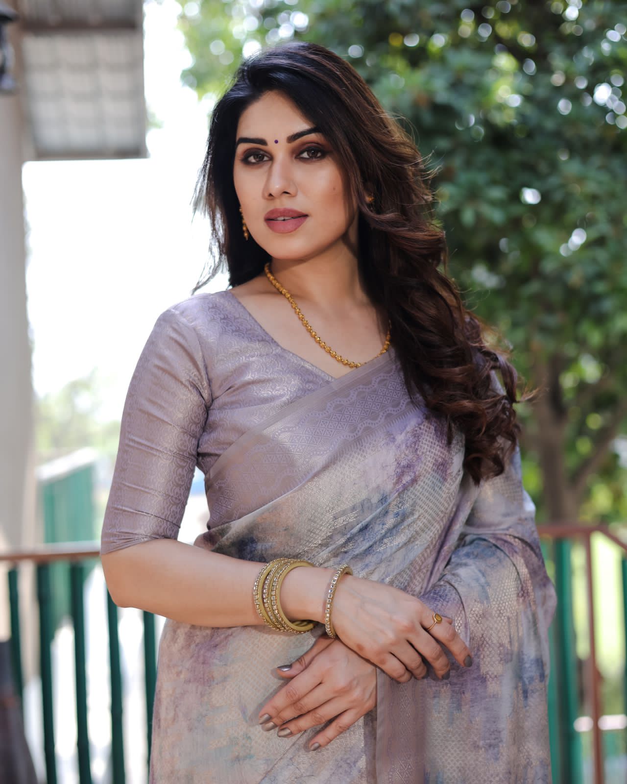 Banarasi Silk Prism Pattern Printed Body Rich Weaved Pallu Saree