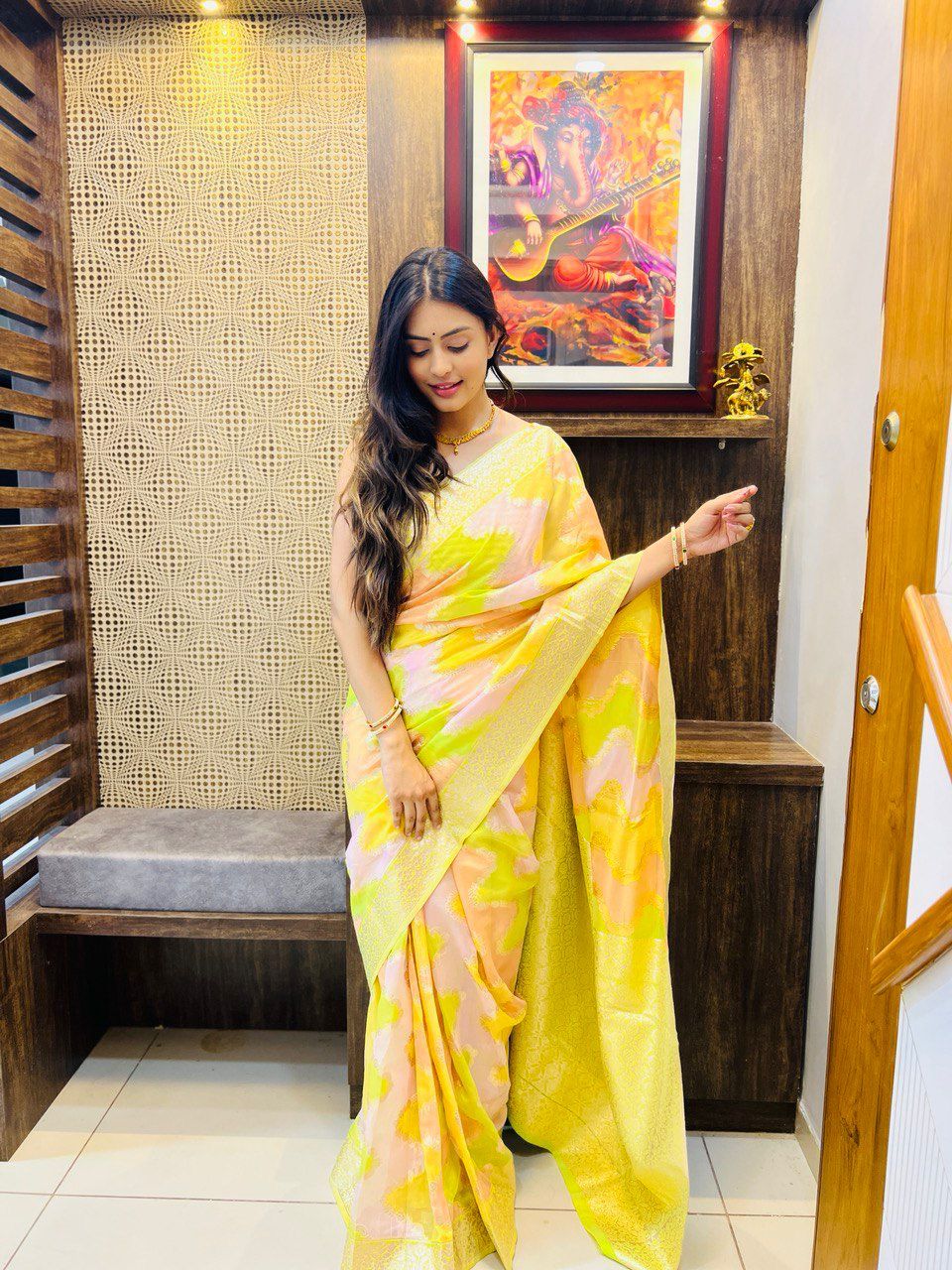 Pure Organza Silk Multi Color Zari Weaved Body And Rich Pallu Saree