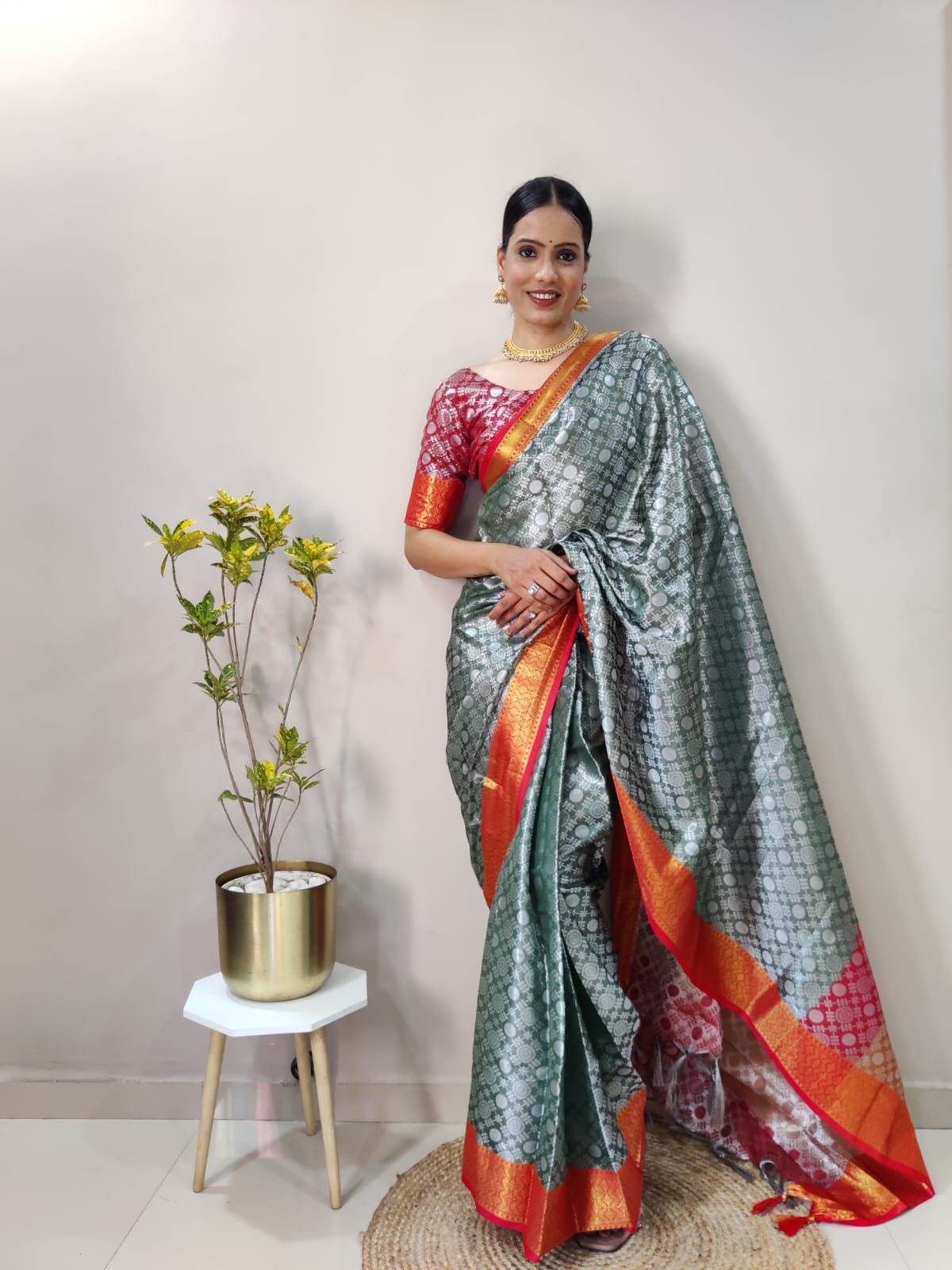 Banarasi Tissue Silk All Over Silver Zari Weaved Rich Pallu Tassels Saree