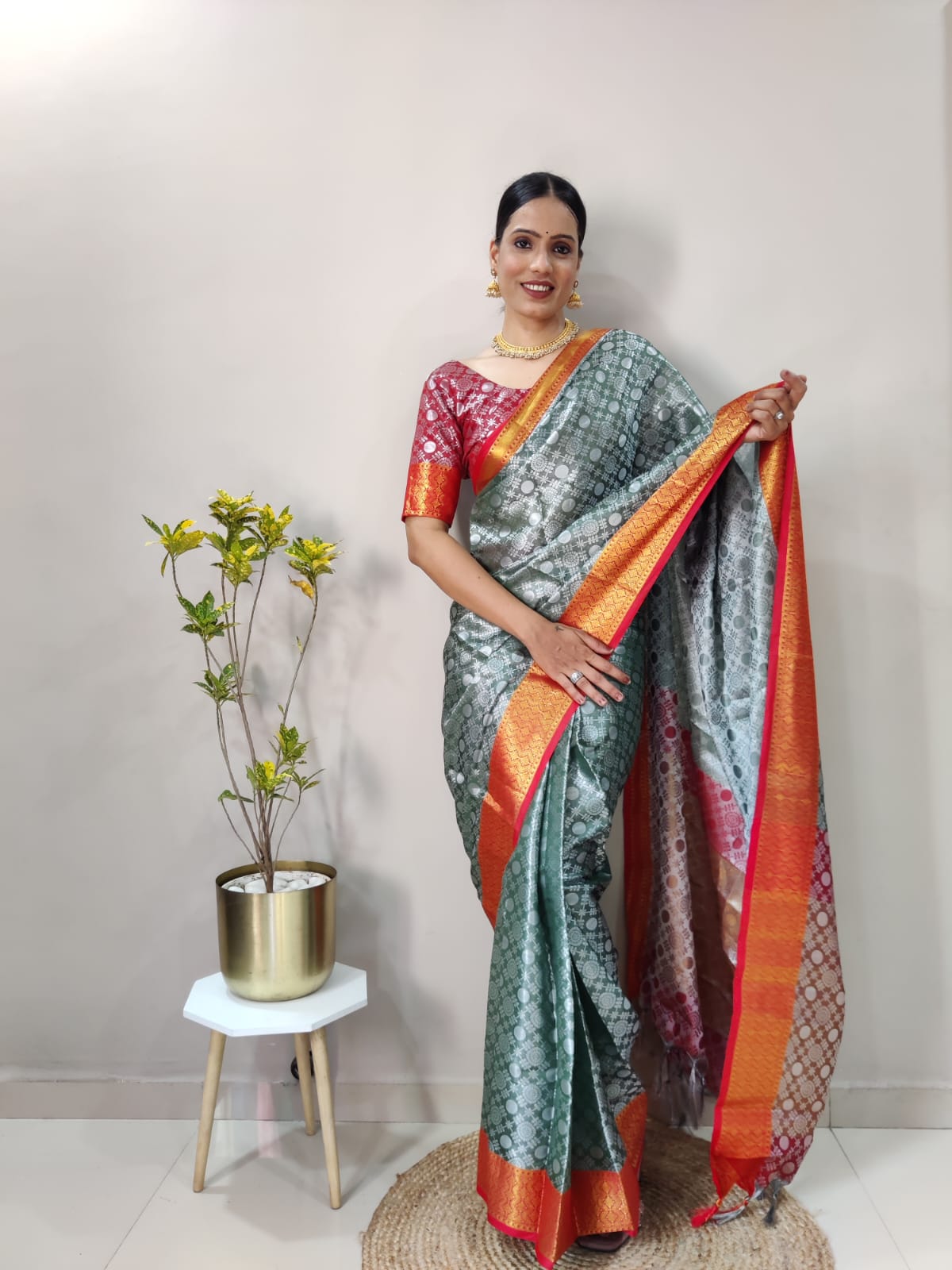 Banarasi Tissue Silk All Over Silver Zari Weaved Rich Pallu Tassels Saree