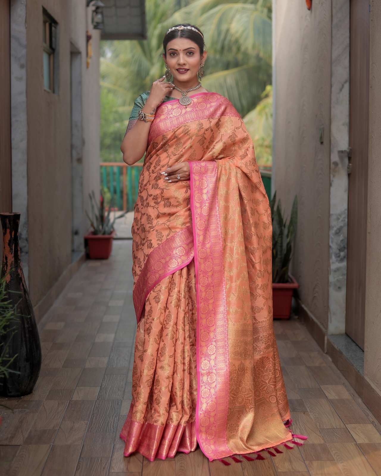 Pure Banarasi Handloom Katan Silk Rich Woven Body With Rich Pallu Saree