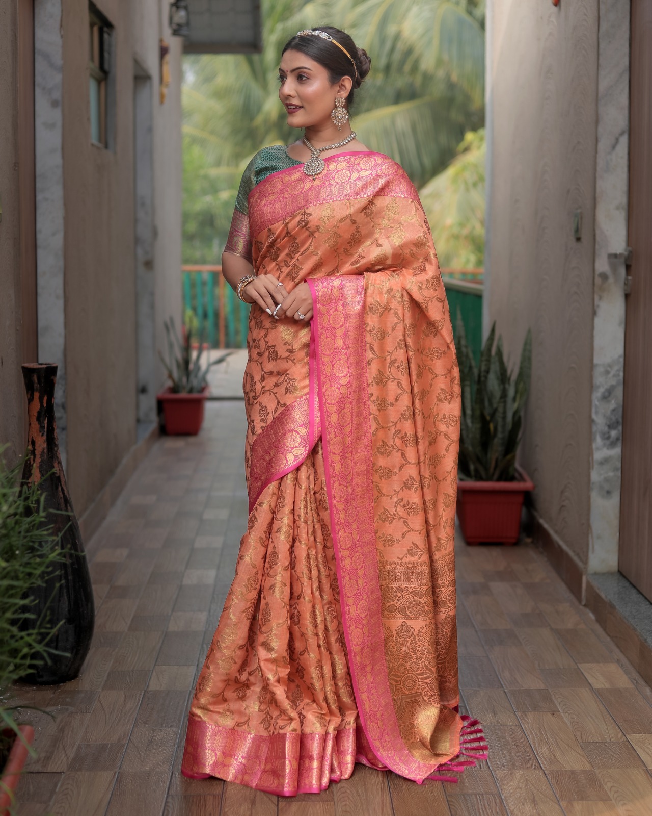Pure Banarasi Handloom Katan Silk Rich Woven Body With Rich Pallu Saree