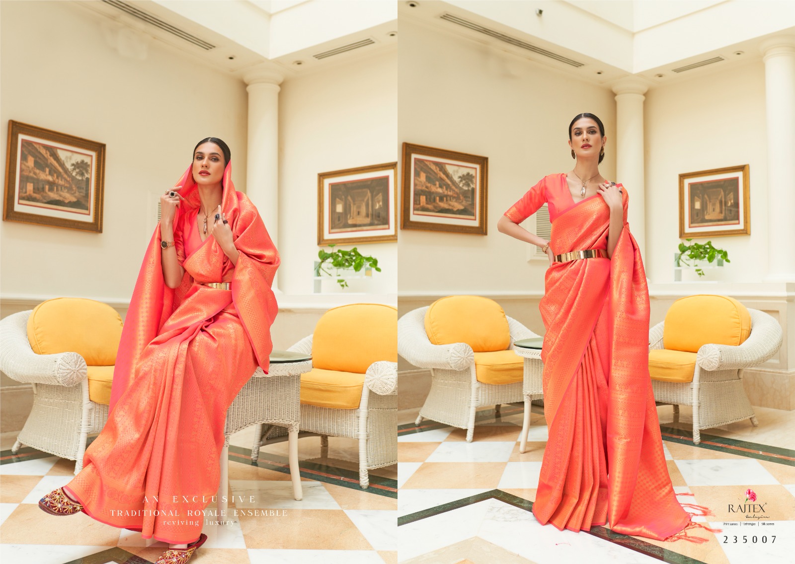 Pure Banarasi Silk Gold Zari Sequins Handloom Weaving Saree