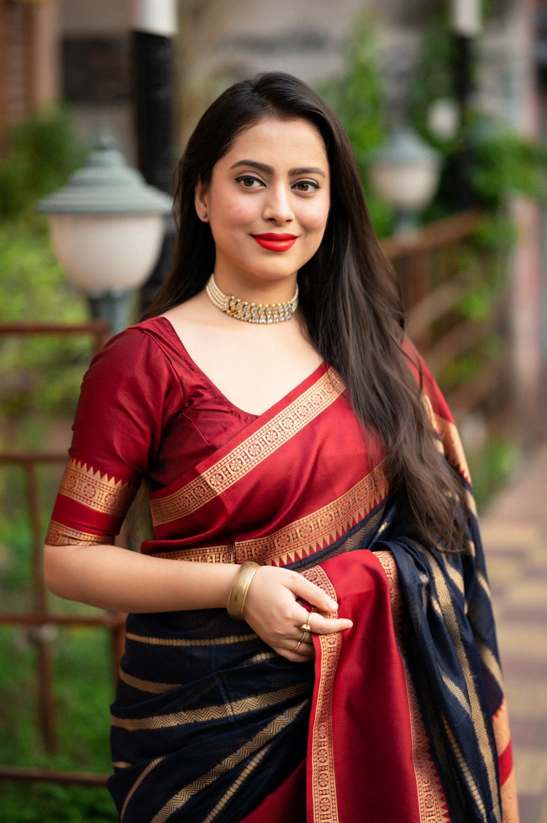 banarasi silk all over zari strip weaved with rich zari pallu saree