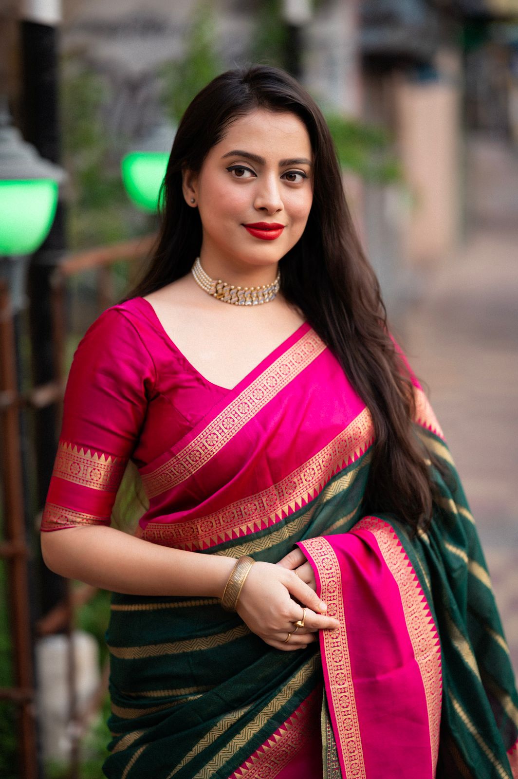 banarasi silk all over zari strip weaved with rich zari pallu saree