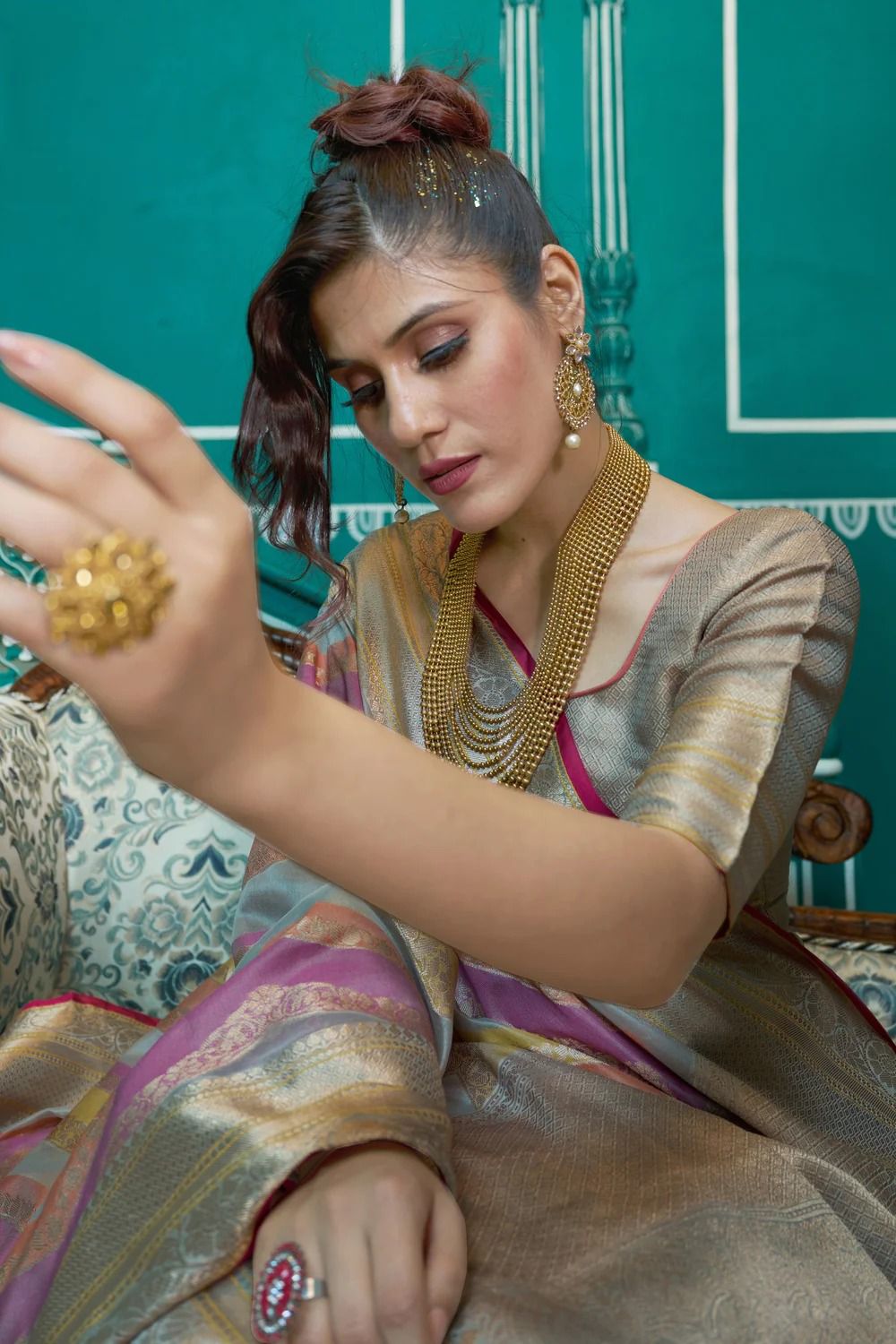 Pure Organza Silk Multi Color Lehariya Zari Weaved Pallu Sarees