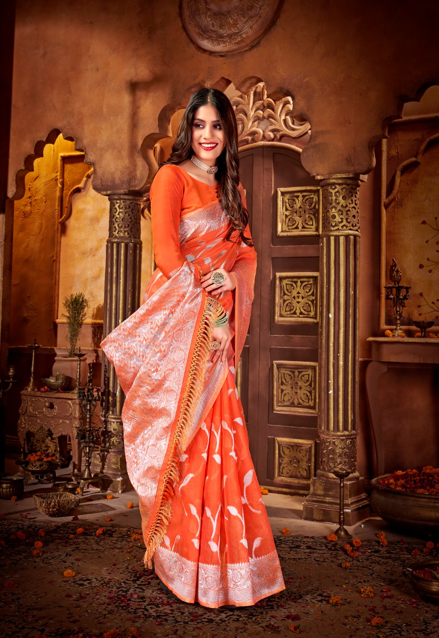 Pure Banarasi Katan Silk Silver Zari Weaved Saree