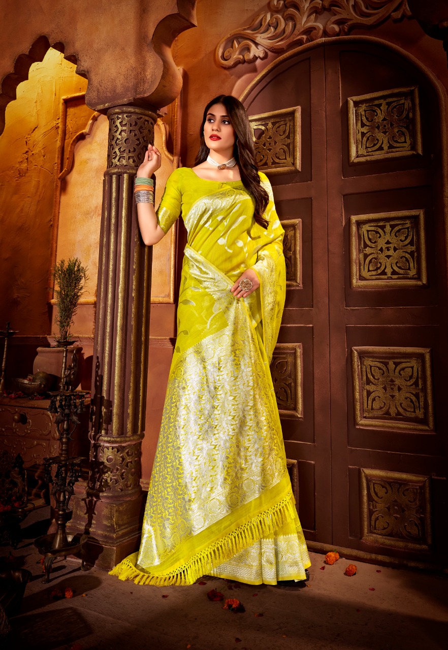 Pure Banarasi Katan Silk Silver Zari Weaved Saree