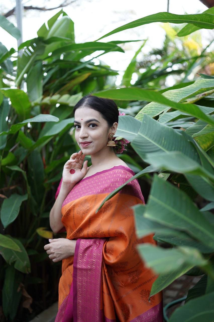 Banarasi Silk Rich Copper Zari Weaved Saree