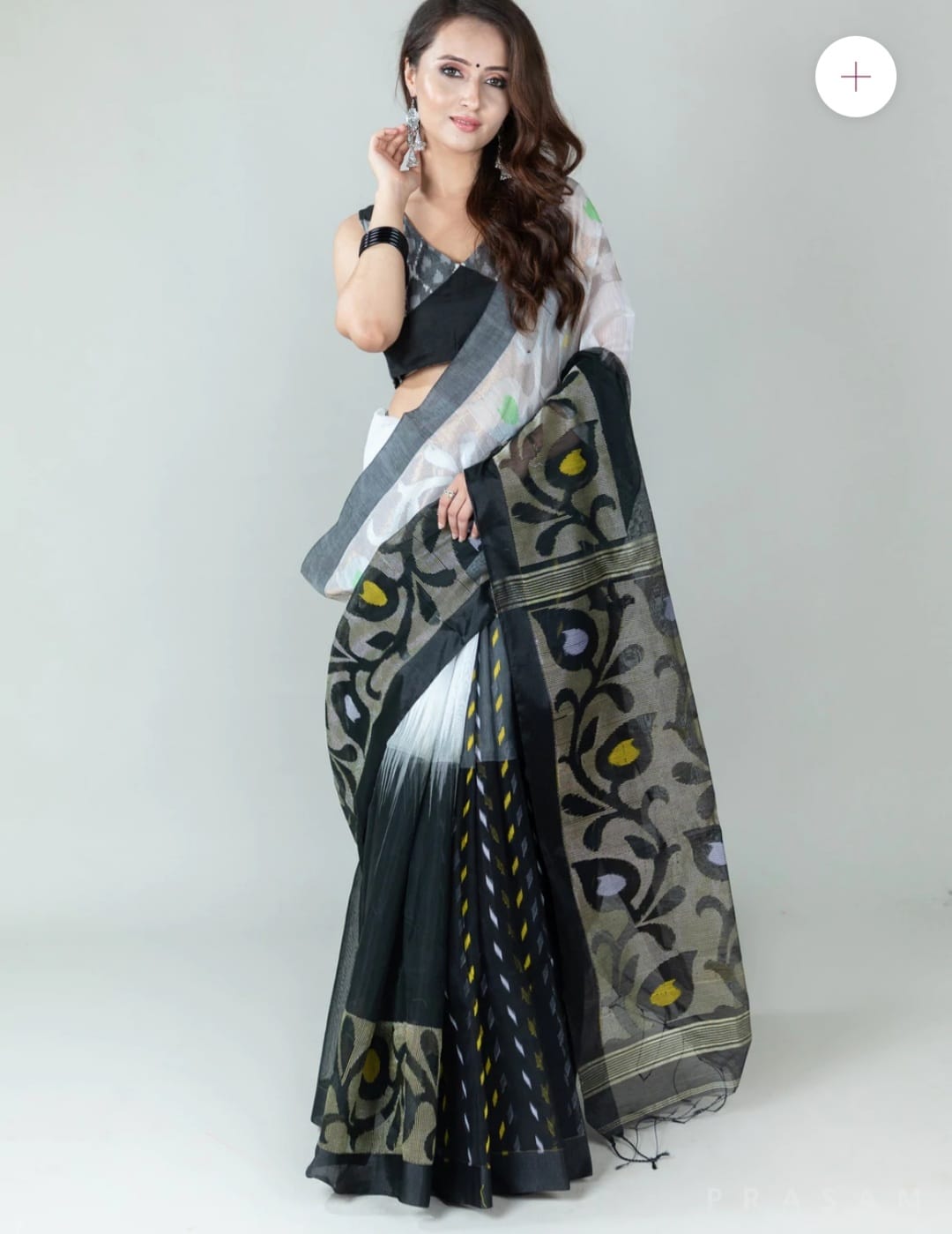 Handloom Jamdani Cotton Printed Rich Woven Pallu Saree