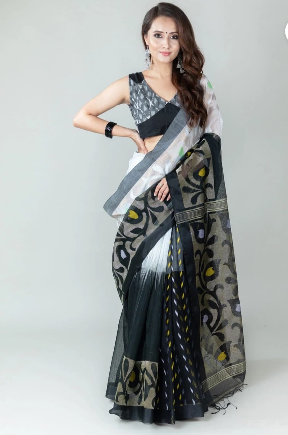 Handloom Jamdani Cotton Printed Rich Woven Pallu Saree