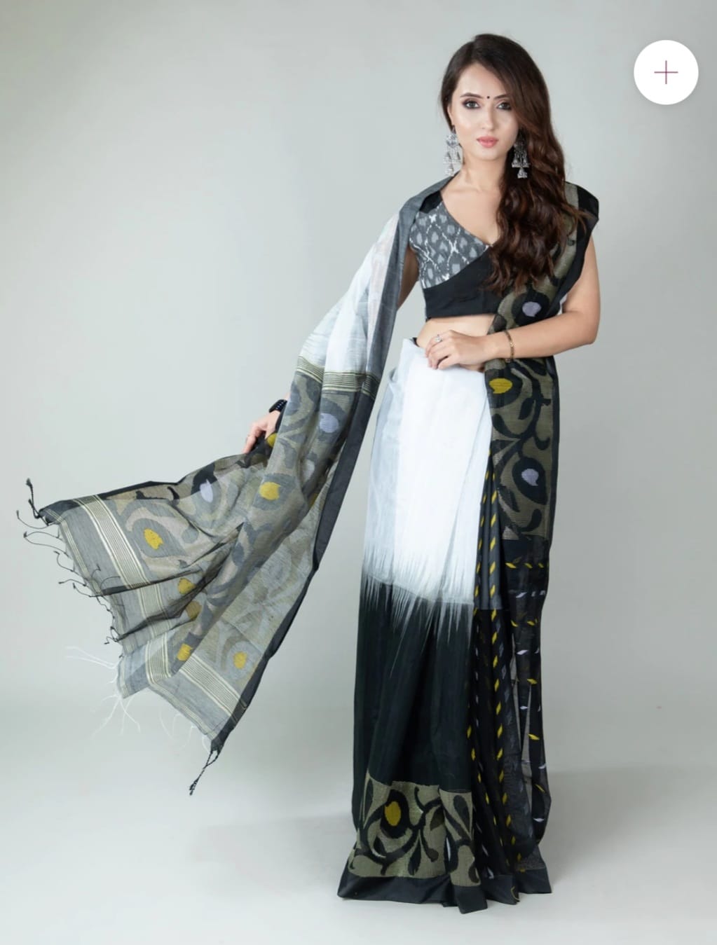 Handloom Jamdani Cotton Printed Rich Woven Pallu Saree