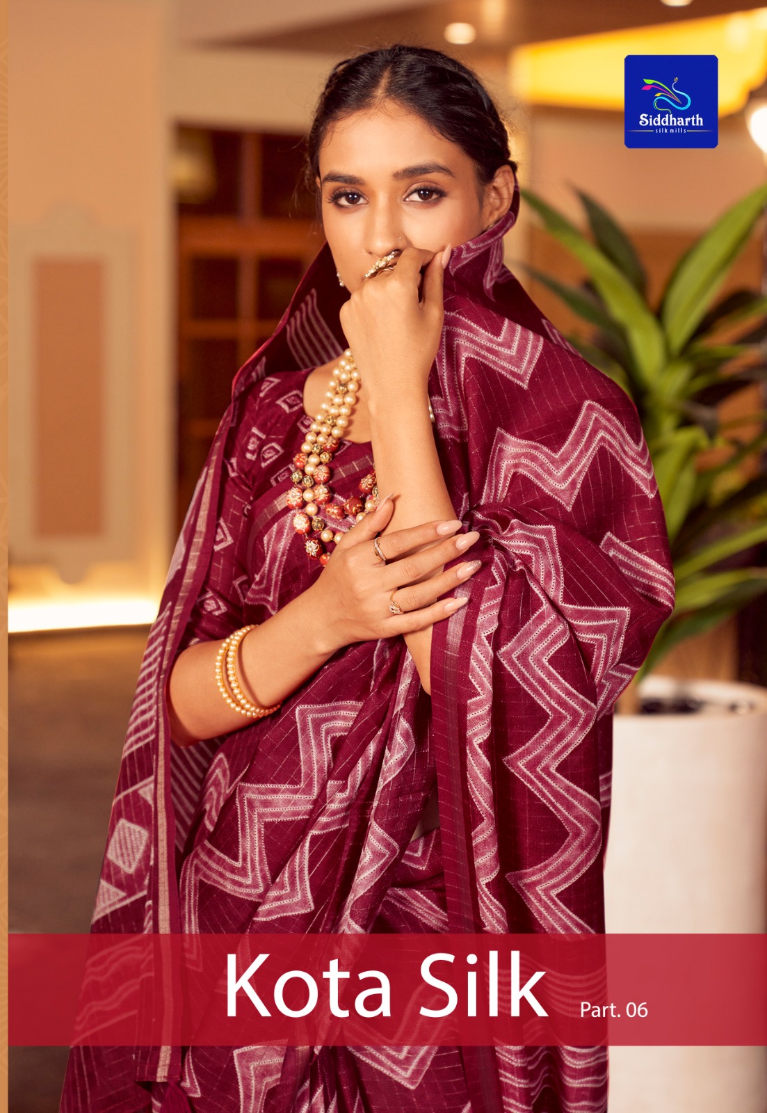 Linen Zari Check Weaved With Lehariya Printed Body And Rich Pallu Tiny Border Saree