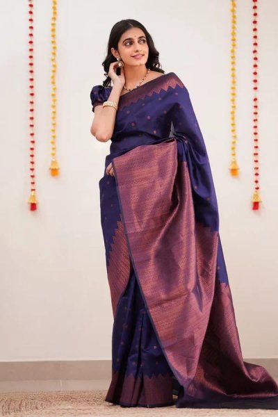 Image of Banarasi Silk Jacqard Zari Weaved All Over And Rich Zari Saree