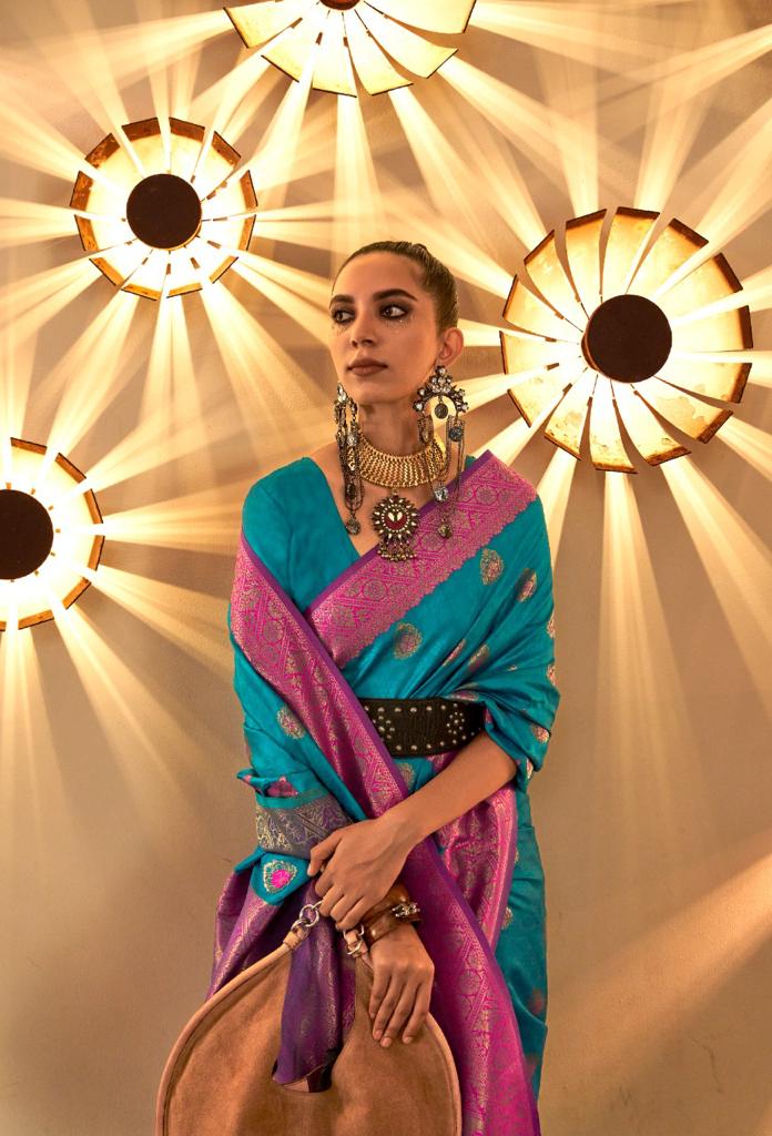 Pure Banarasi Chaap Handloom Silk All Over Zari Weaved Rich Pallu Saree