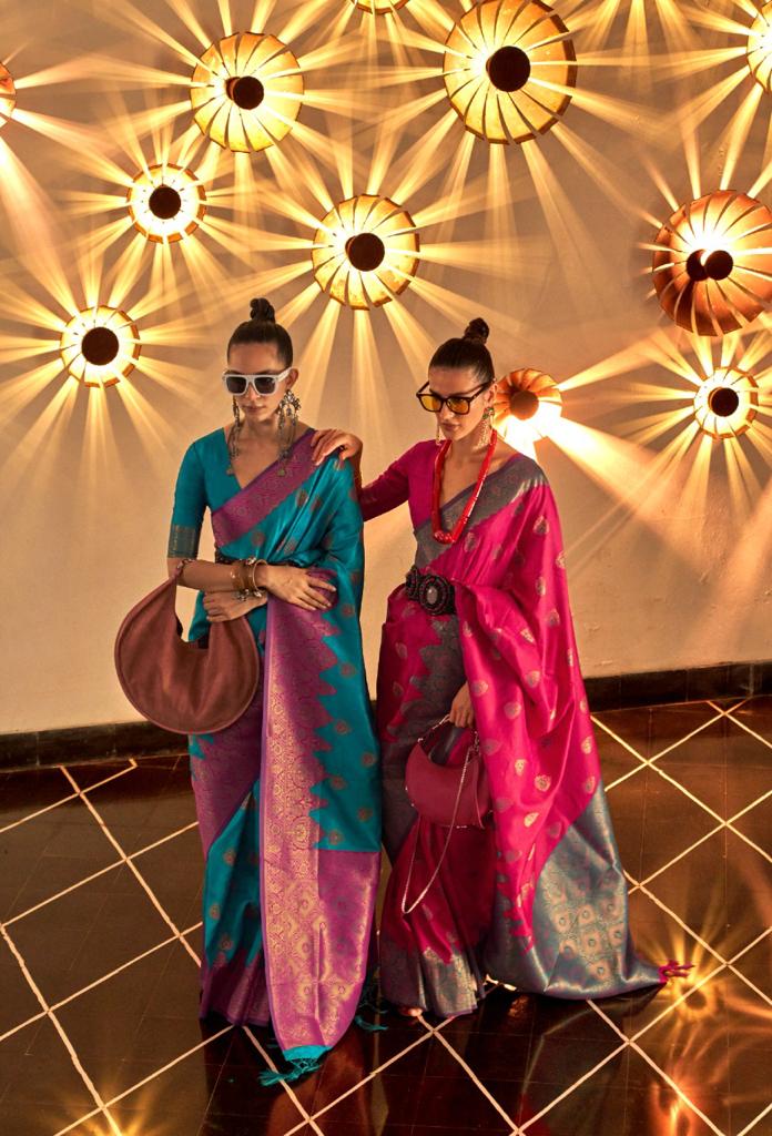 Pure Banarasi Chaap Handloom Silk All Over Zari Weaved Rich Pallu Saree