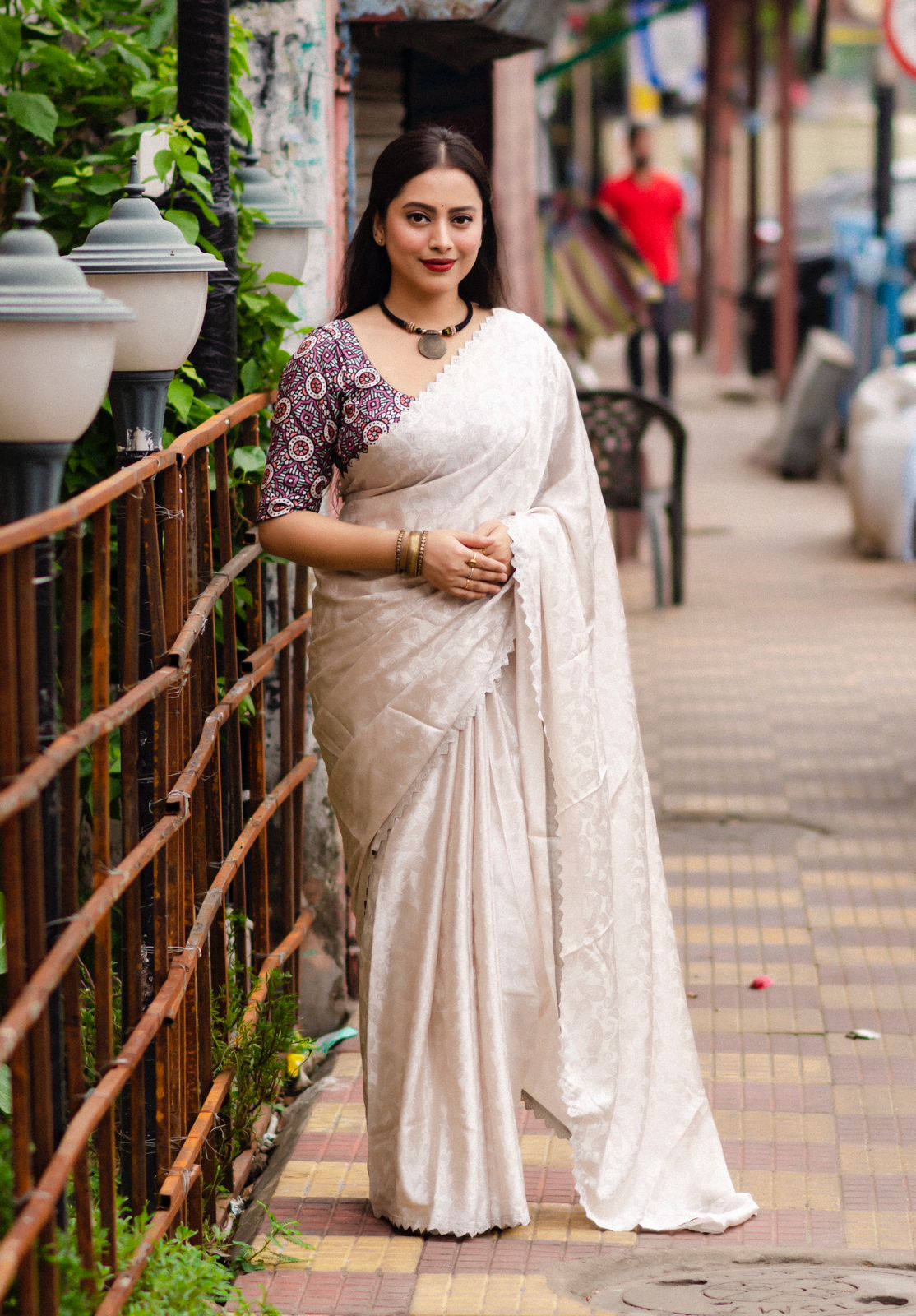Soft Crepe Silk All Over Mango Woven Design With Cut Work Border Saree