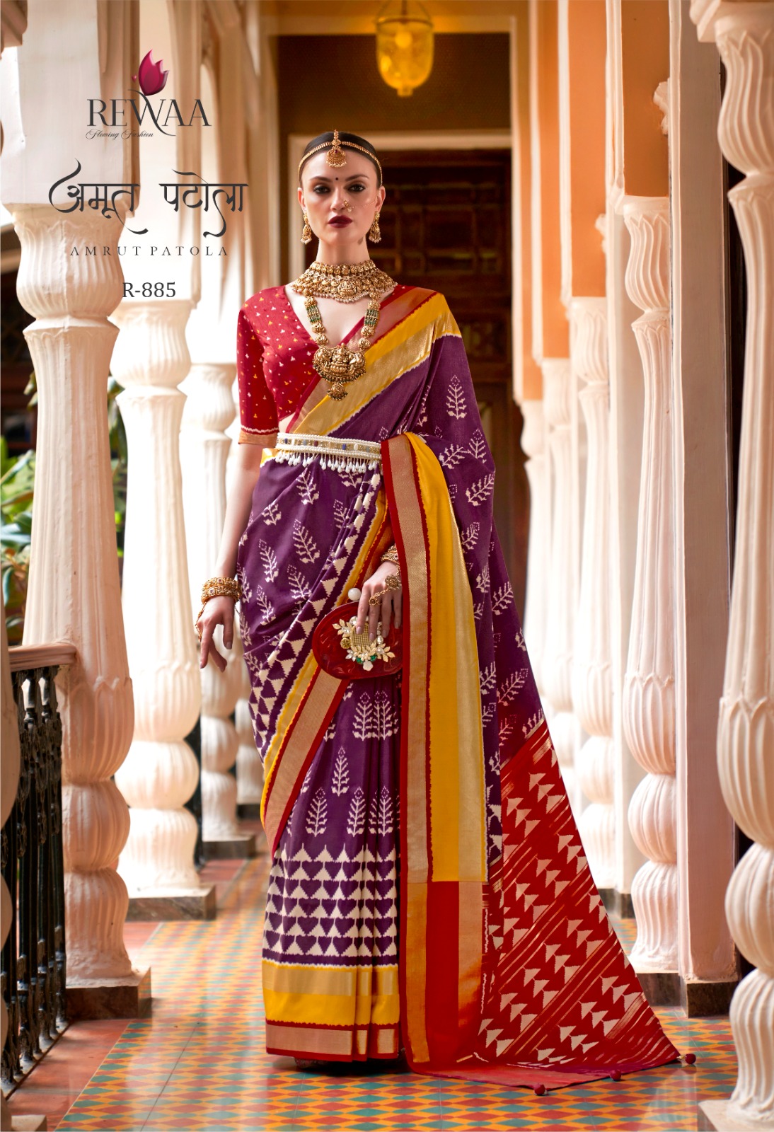 Premium Silk Patola Exclusively Weaved With Floral Vacuum Finish Saree