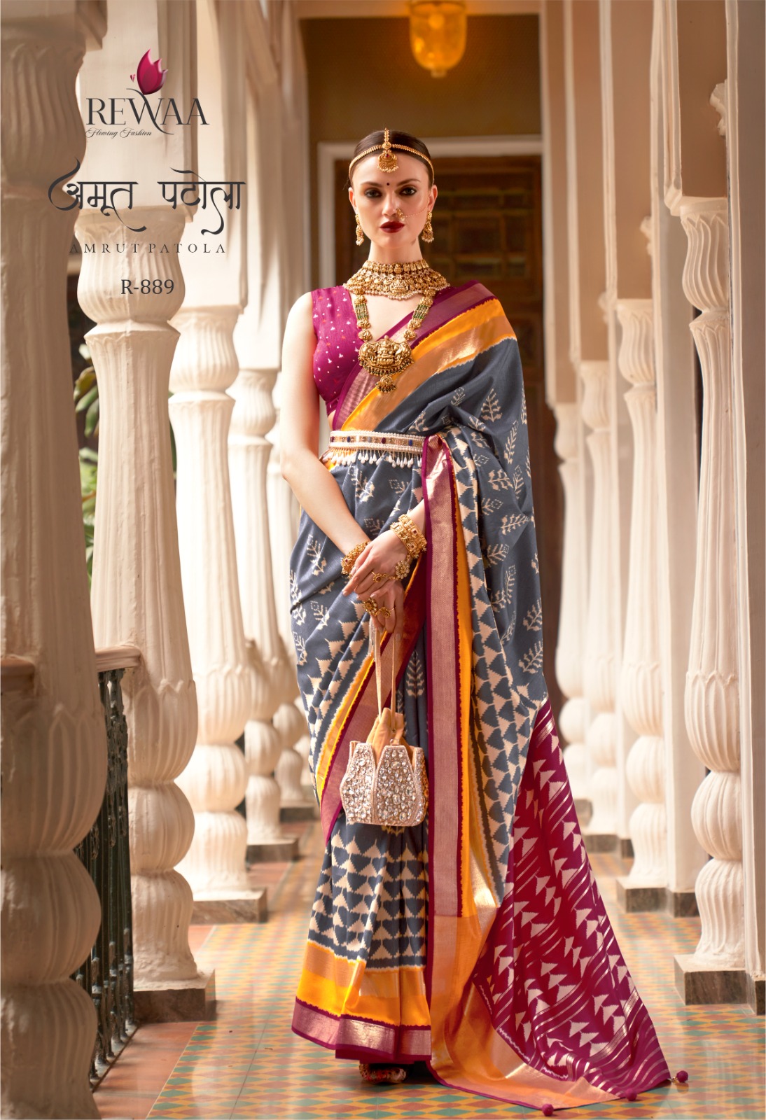 Premium Silk Patola Exclusively Weaved With Floral Vacuum Finish Saree