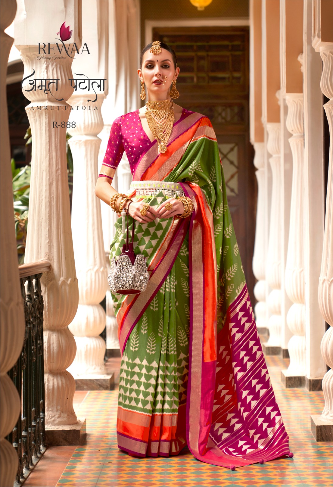Premium Silk Patola Exclusively Weaved With Floral Vacuum Finish Saree