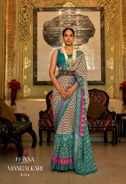 Image of Patola Silk Printed Saree With Gold Zari Designer Border And Pallu Saree