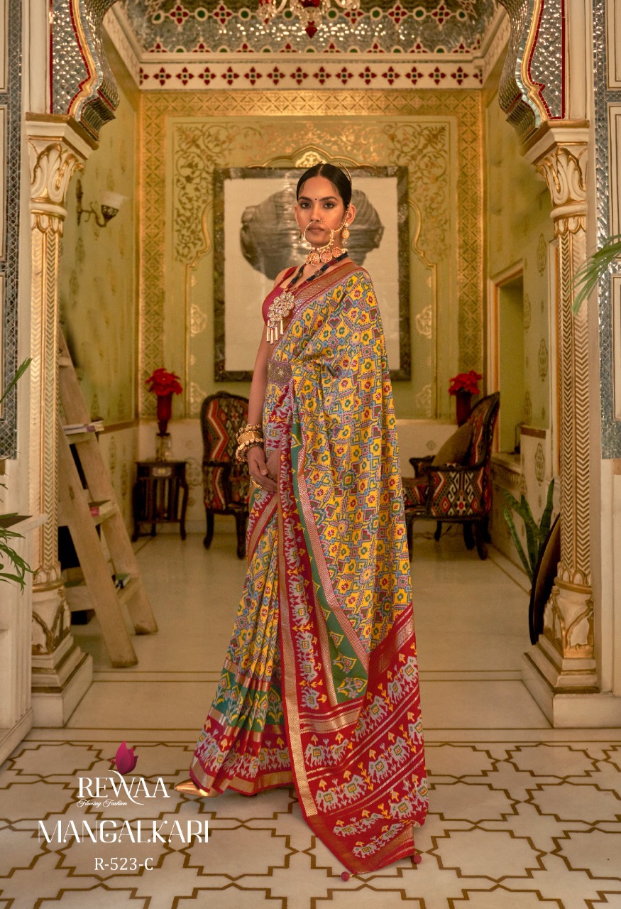 Patola Silk Printed Saree With Gold Zari Designer Border And Pallu Saree