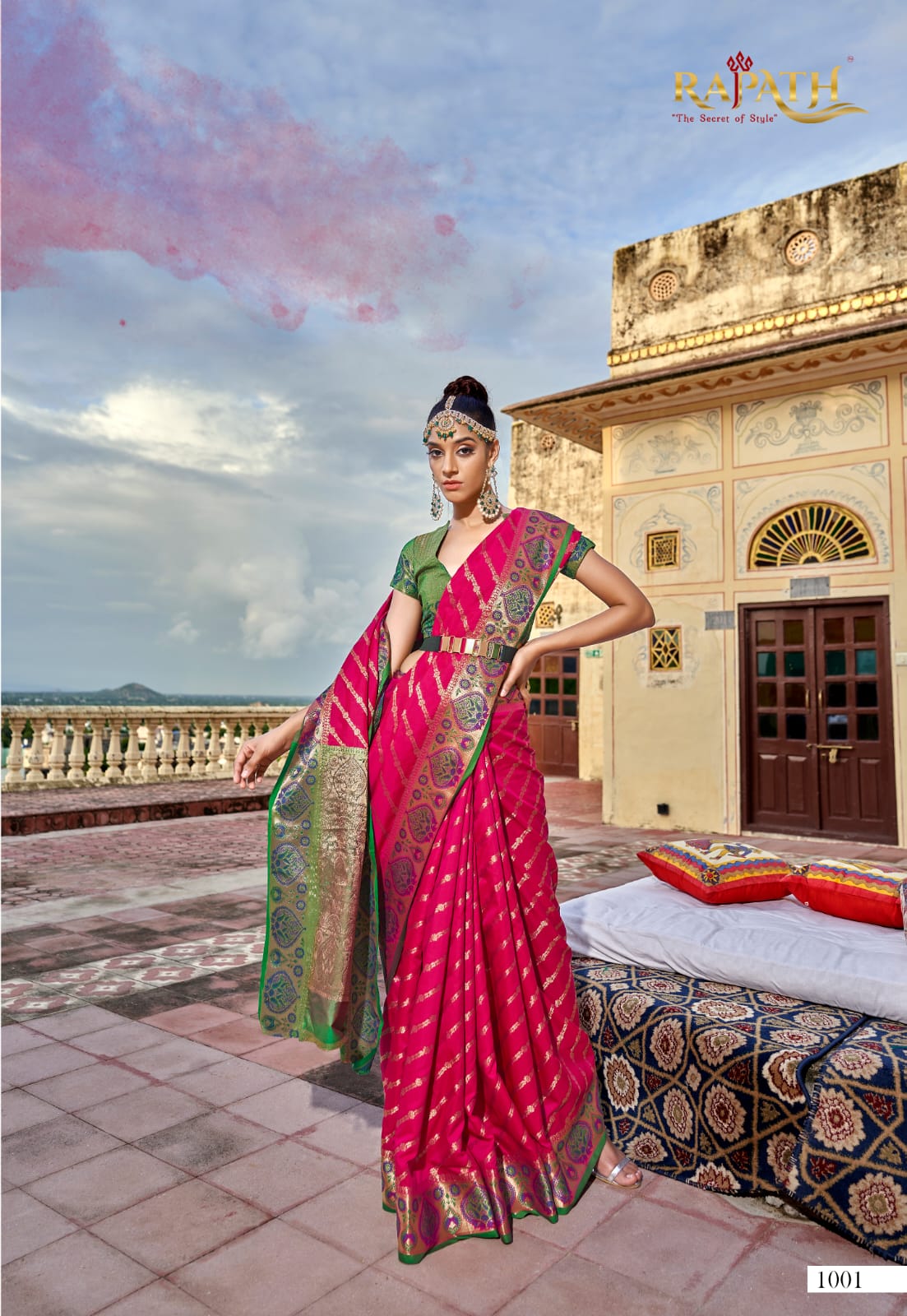 Pure Banarasi Silk Patola All Over Lehariya Zari Weaved Body Rich Pallu Saree