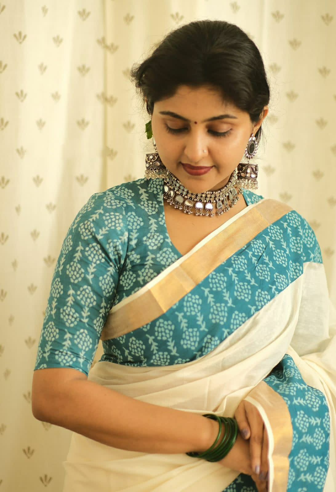 Pure Cotton Off White With Gold Zari Weaved And Printed Border Saree