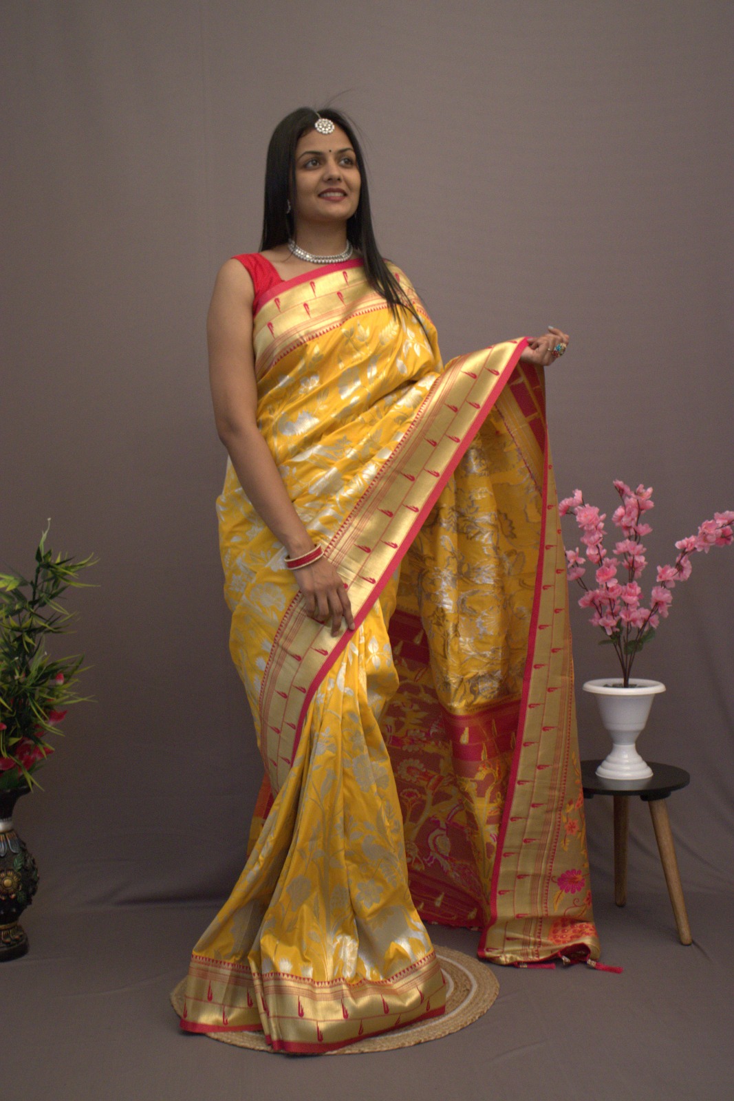 Pure Kanchipuram Paithani Silk All Over Rich Zari Meenakari Weaved Sarees