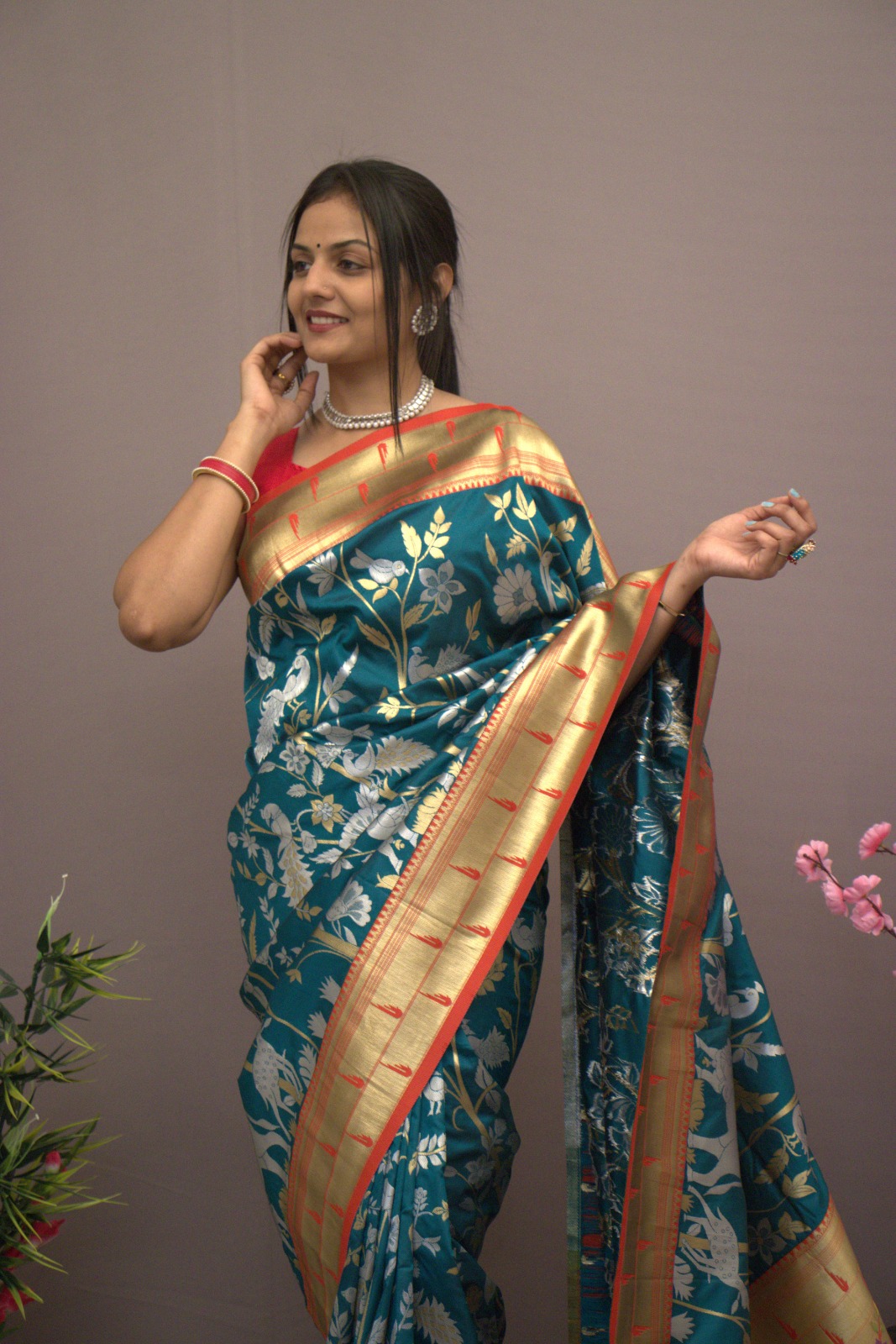 Pure Kanchipuram Paithani Silk All Over Rich Zari Meenakari Weaved Sarees