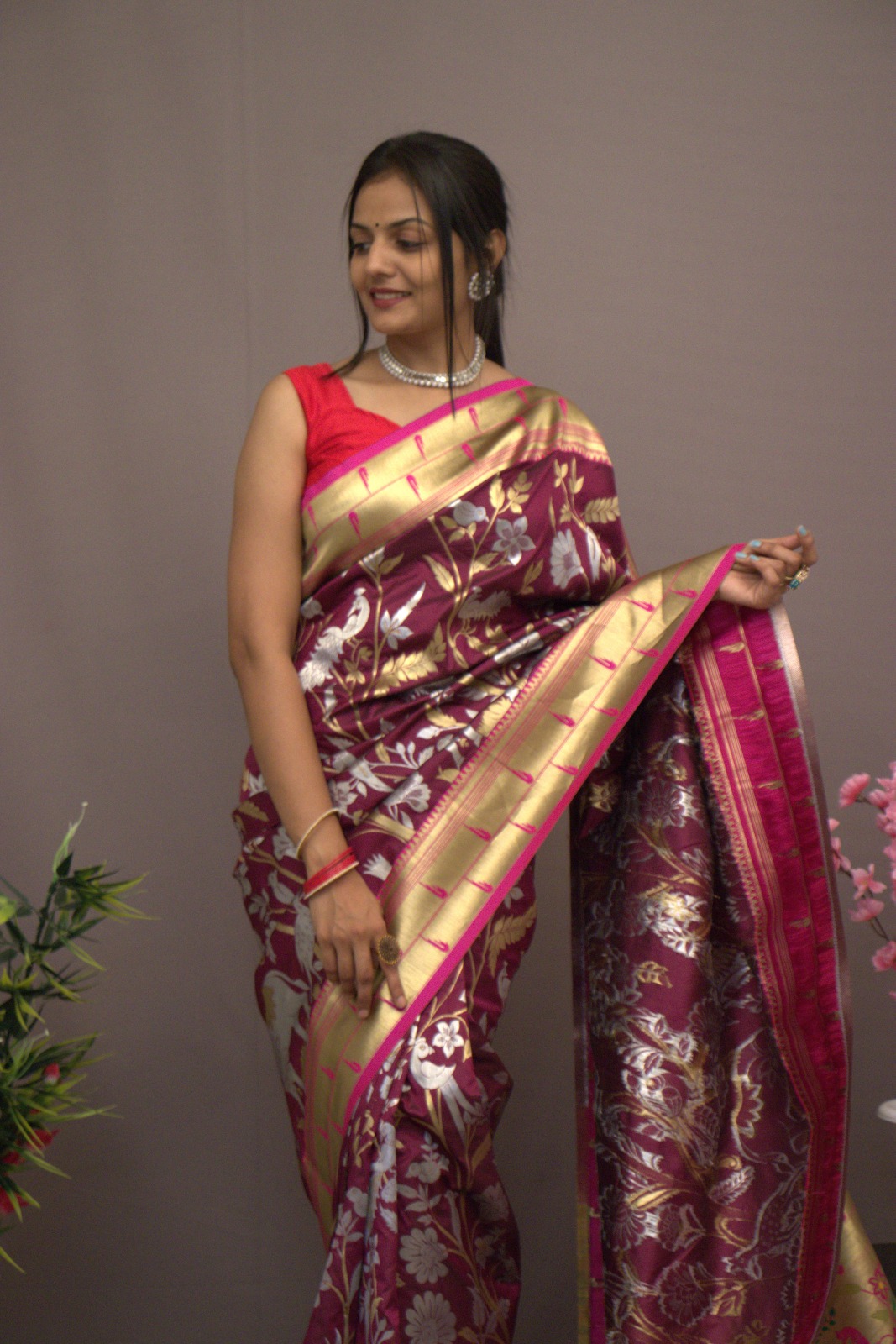 Pure Kanchipuram Paithani Silk All Over Rich Zari Meenakari Weaved Saree