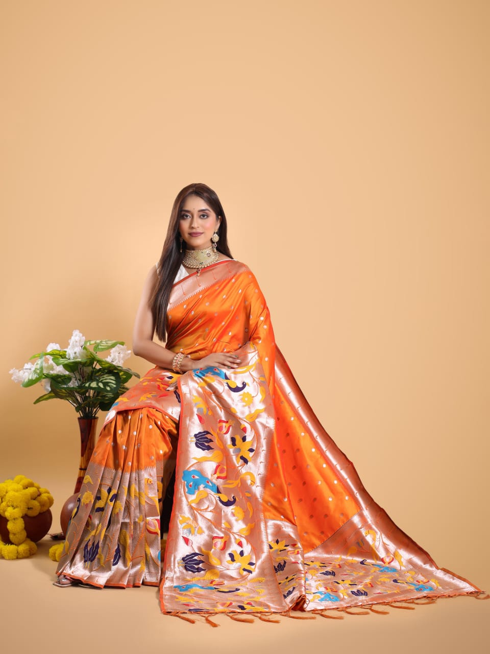 Pure Kanjivaram Silk Rich Zari Weaved Body Rich Pallu Wide Border Sarees