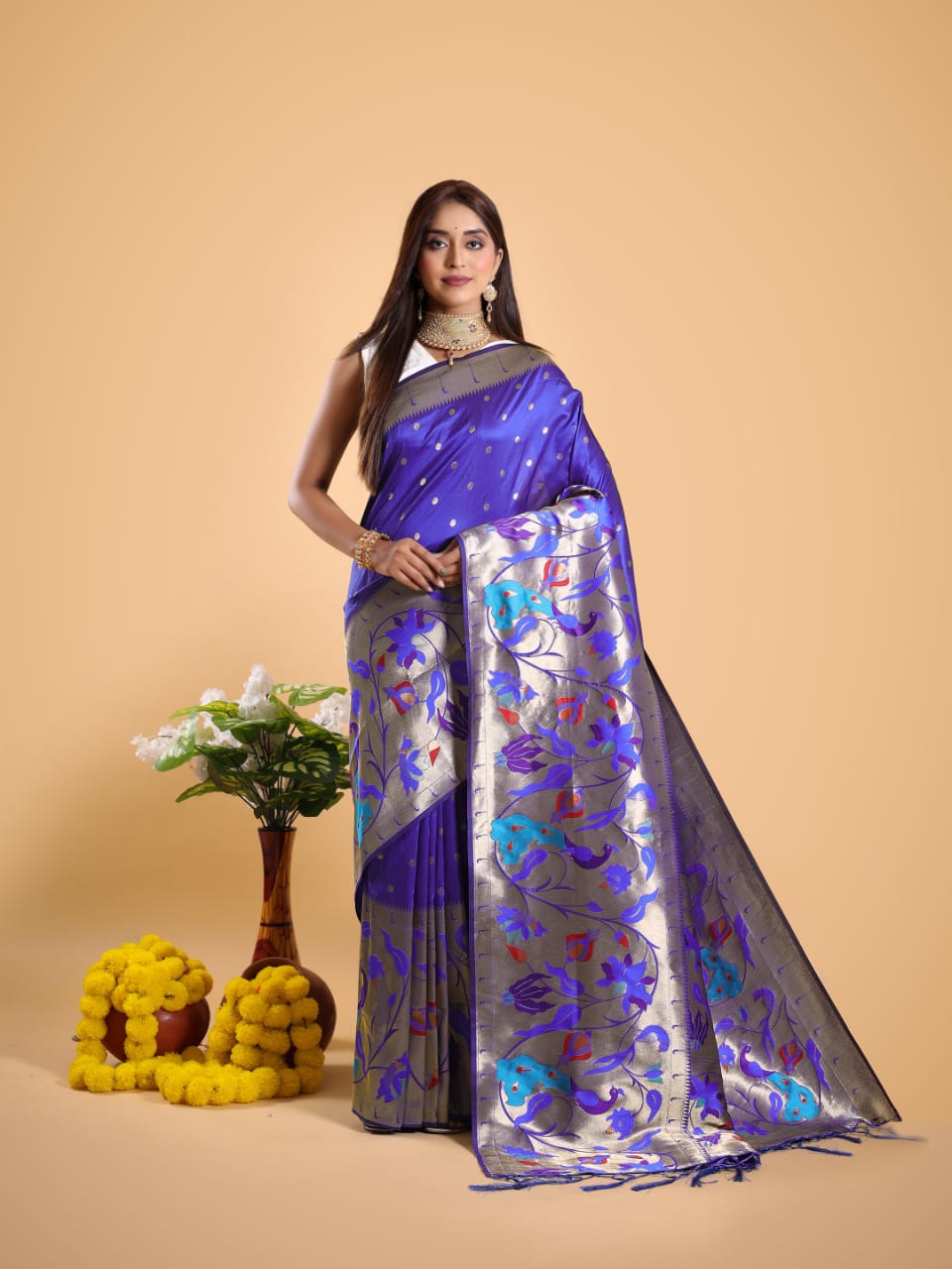 Pure Kanjivaram Silk Rich Zari Weaved Body Rich Pallu Wide Border Sarees