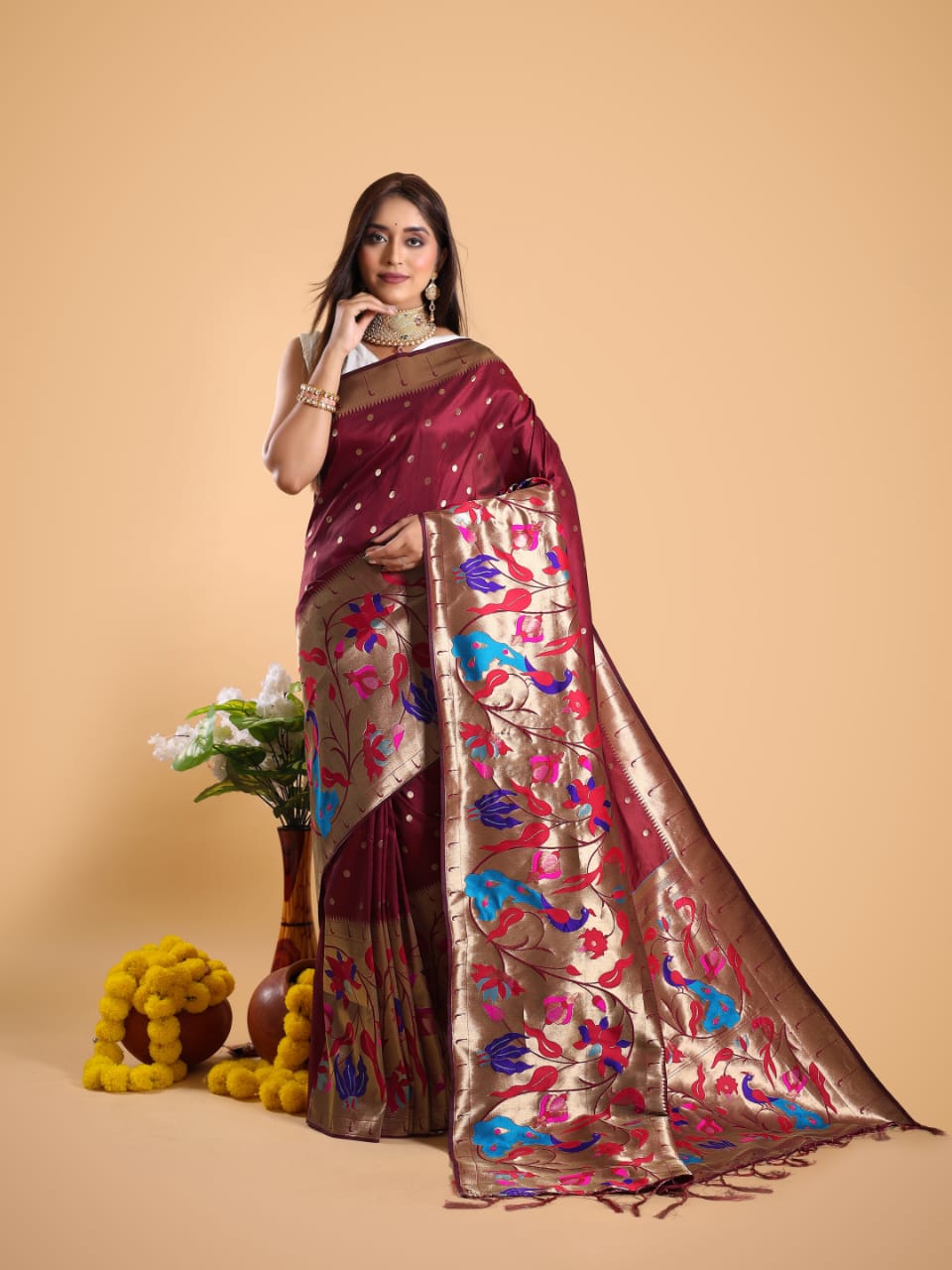 Pure Kanjivaram Silk Rich Zari Weaved Body Rich Pallu Wide Border Sarees