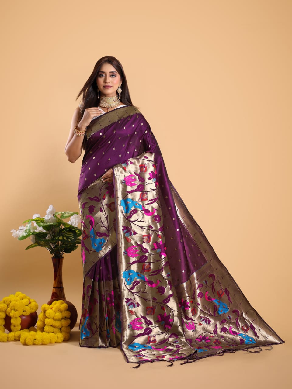 Pure Kanjivaram Silk Rich Zari Weaved Body Rich Pallu Wide Border Sarees