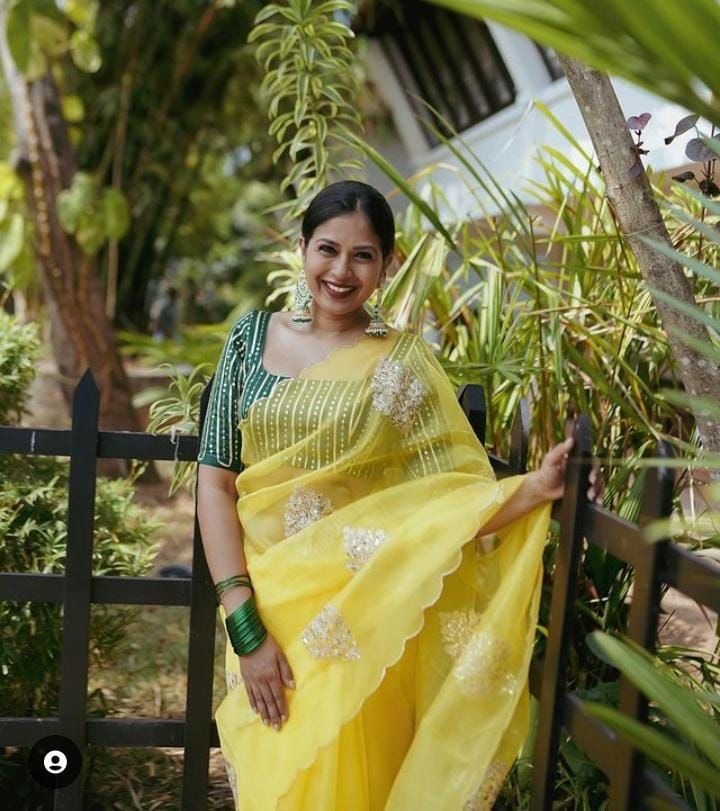 Pure Organza Silk Multi Sequence Cut Work Saree With Embroidery Blouse