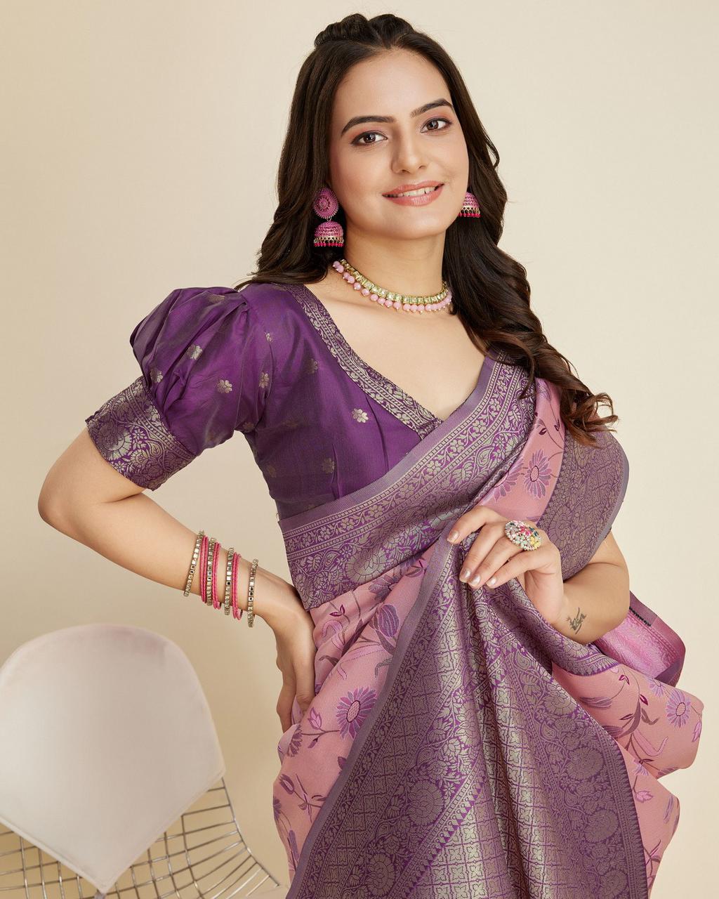 Kanjivaram Silk Jacquard Weaved All Over Rich Zari Body Pallu And Border Saree