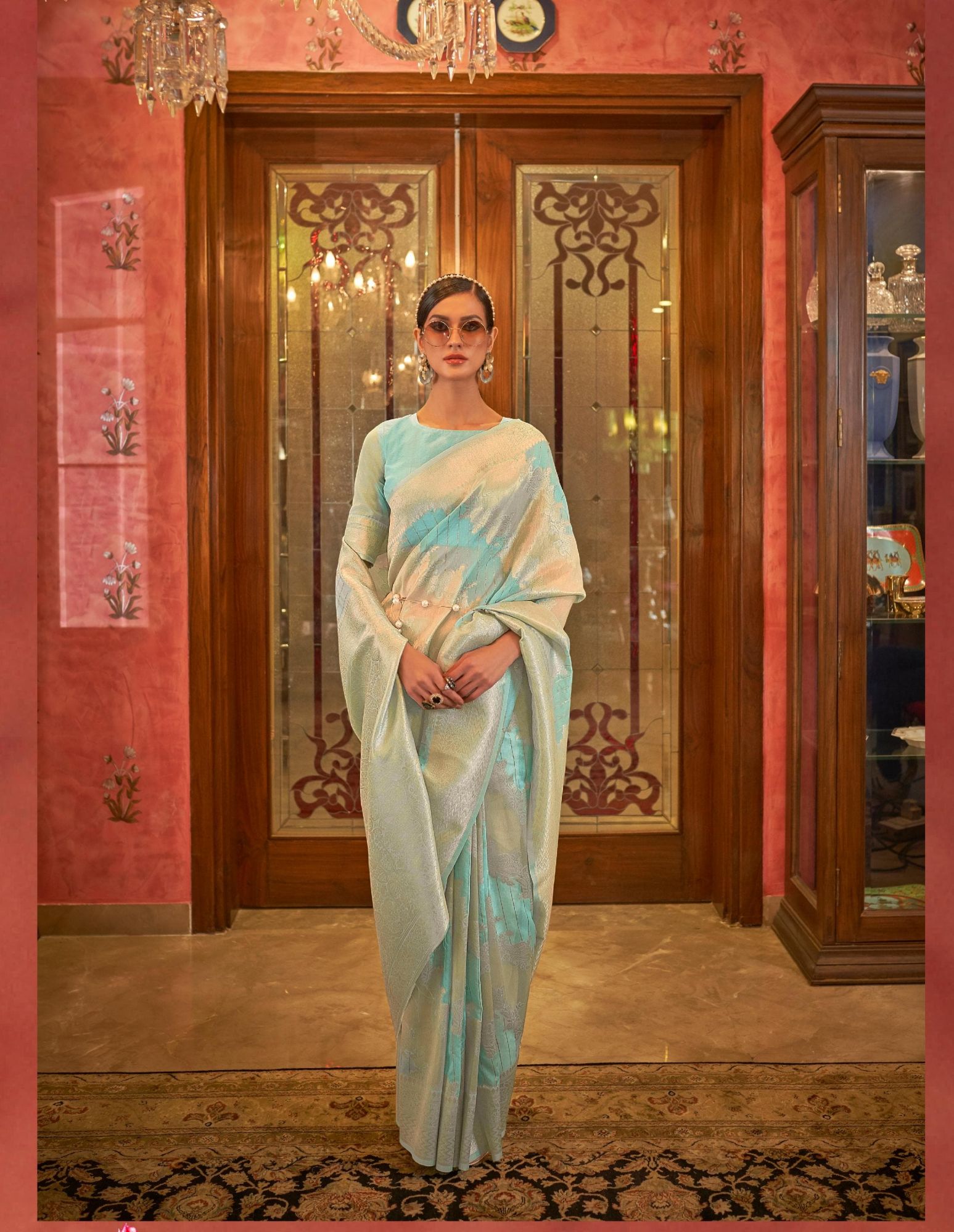 Banarasi Tissue Silk All Over Rich Zari Weaved Sequence Work Saree