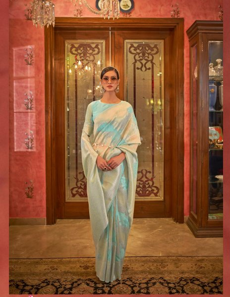 Image of Banarasi Tissue Silk All Over Rich Zari Weaved Sequence Work Saree